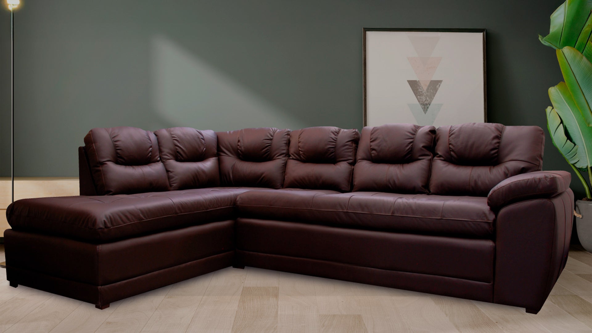 sala esquinera de piel