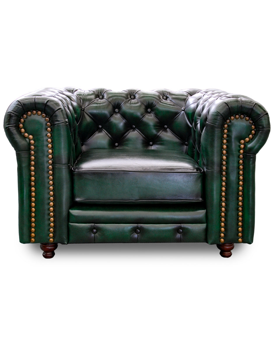 Sillón Individual de Piel Genuina 100%, Mod. Chesterfield, 1 Plazas.
