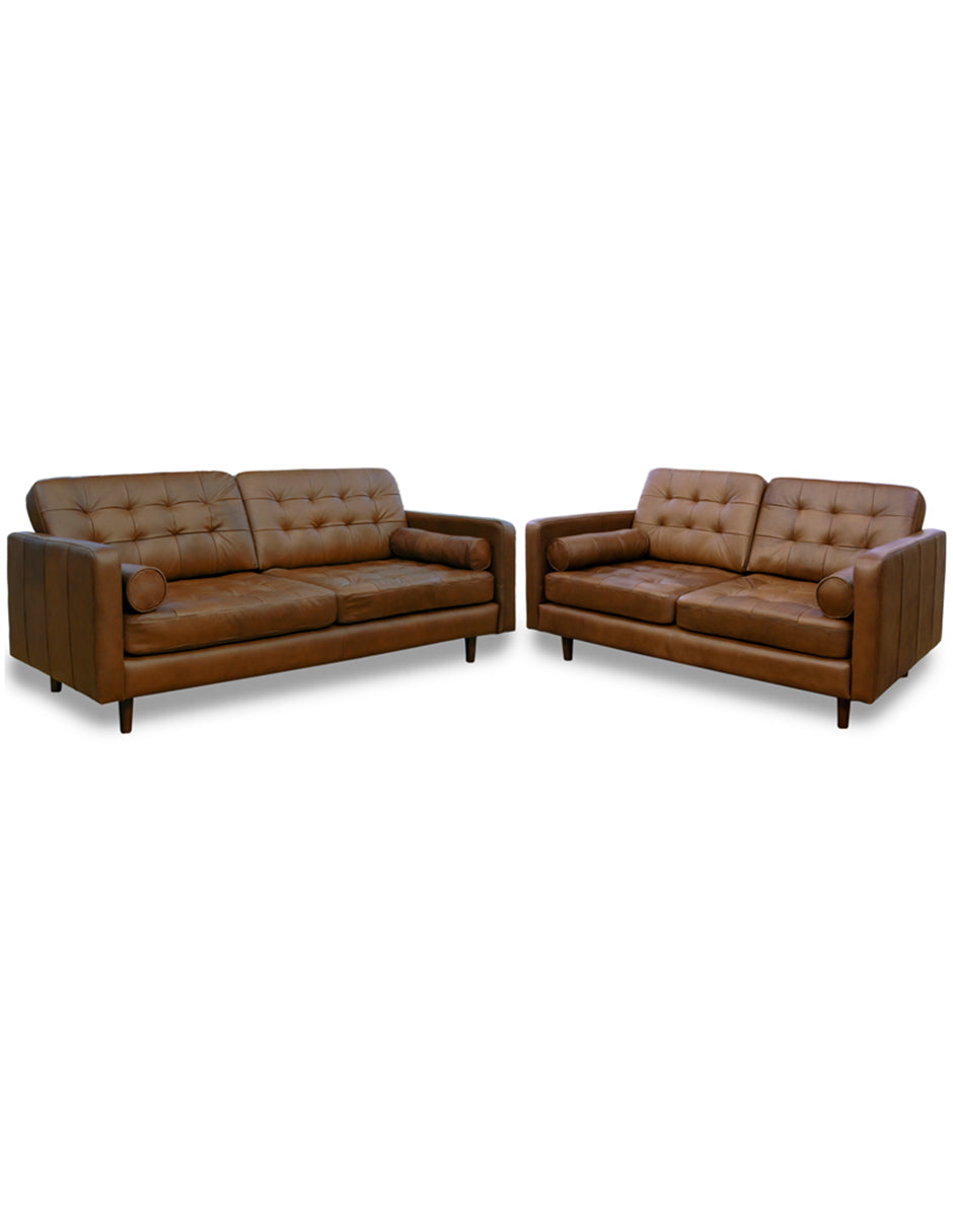 Sala de Piel Genuina 100%, Sofá y Love Seat, Mod. Noruega, dos piezas, 5 plazas.
