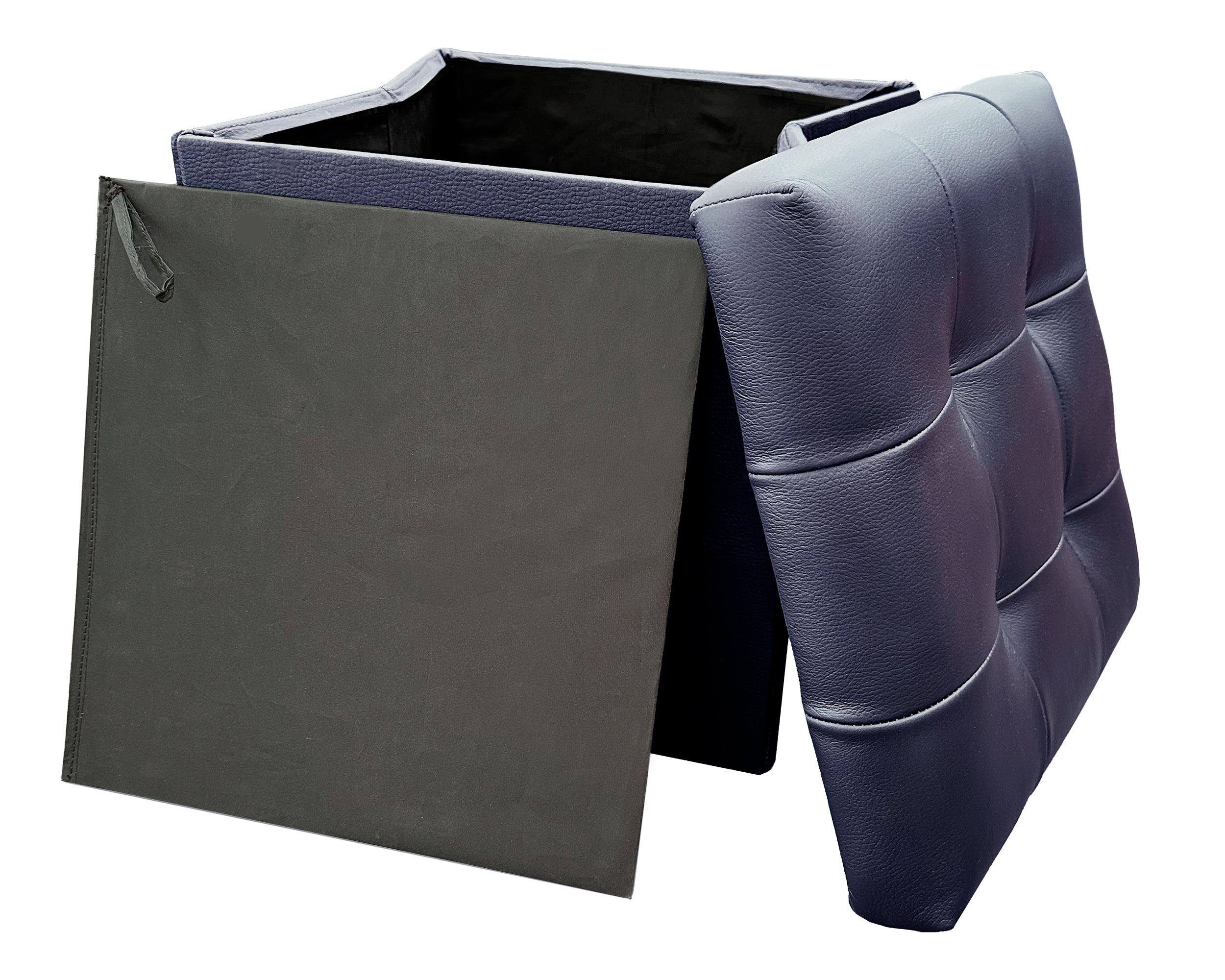 Taburete Plegable, ottoman, banco de piel genuina con almacenamiento 40 x 40cm