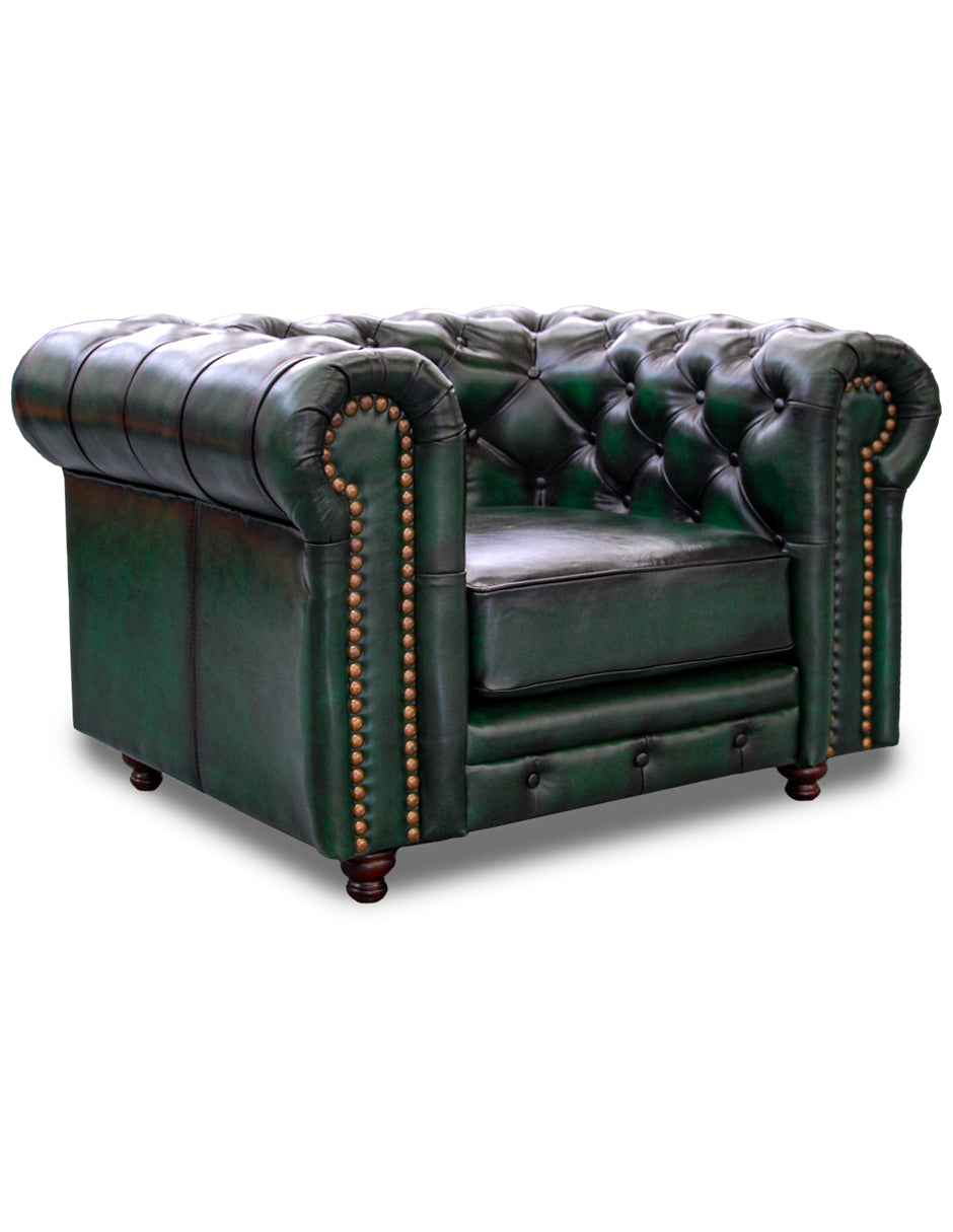 Sillón Individual de Piel Genuina 100%, Mod. Chesterfield, 1 Plazas.