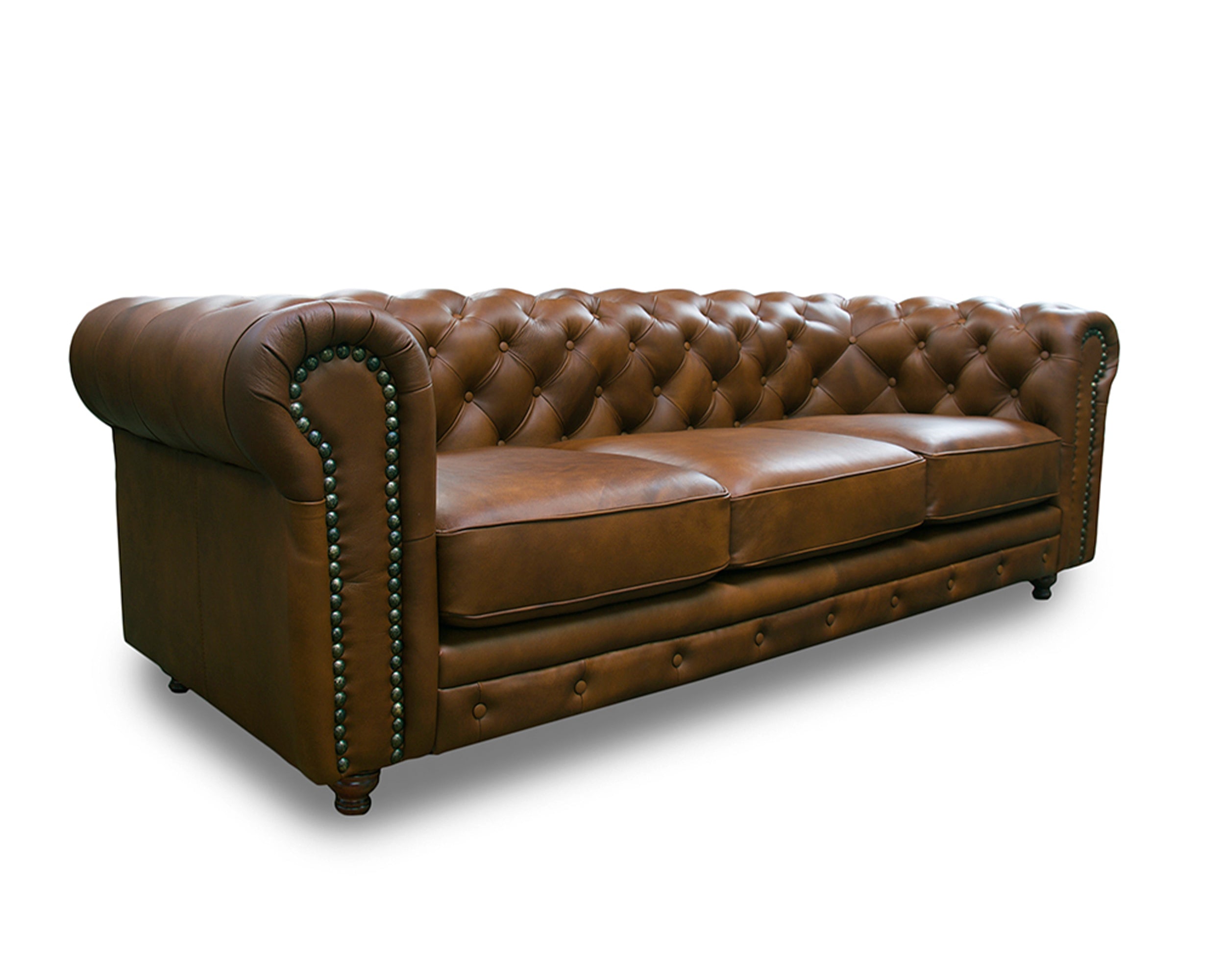 Sofá de Piel Genuina 100%, Mod. Chesterfield, 3 Plazas.