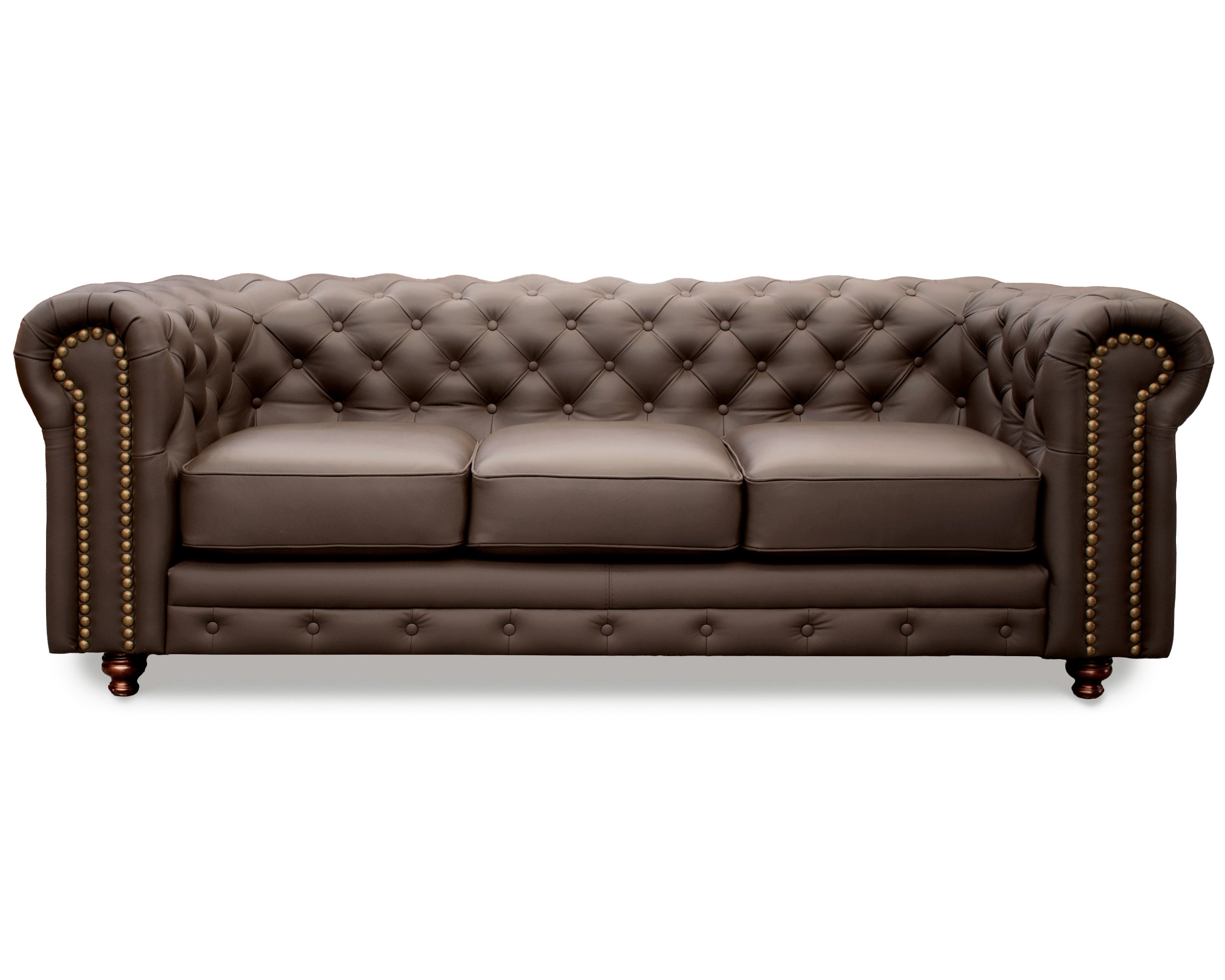 Sala de Piel Genuina Sofá y Love Seat, Mod. Chesterfield, dos piezas, 5 plazas.
