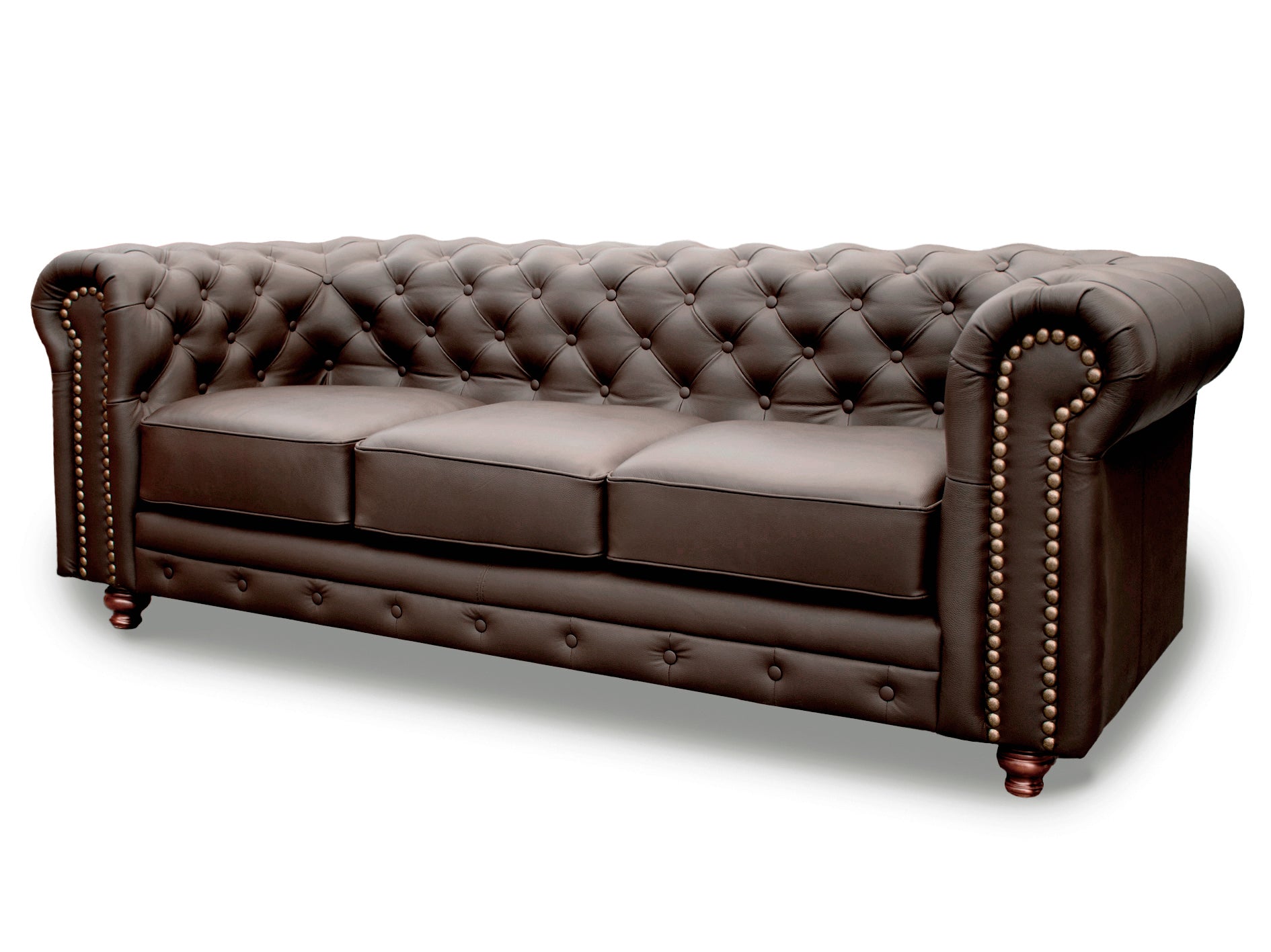 Sala de Piel Genuina Sofá y Love Seat, Mod. Chesterfield, dos piezas, 5 plazas.