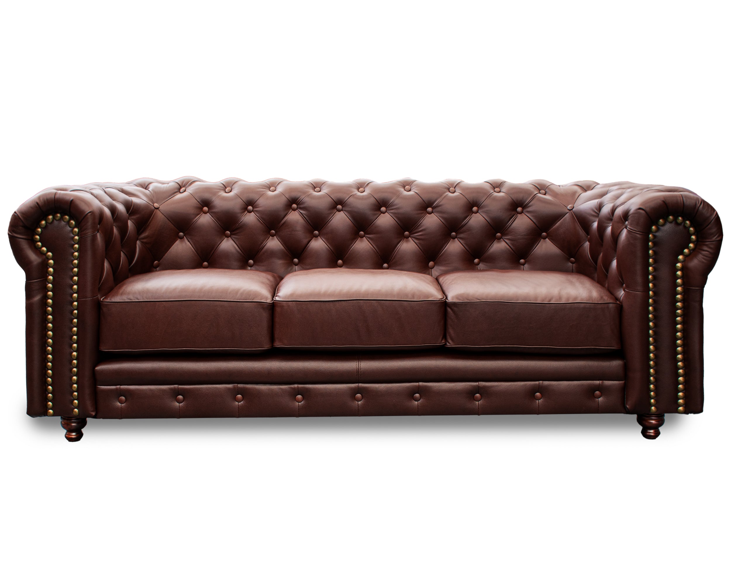 Sala de Piel Genuina Sofá y Love Seat, Mod. Chesterfield, dos piezas, 5 plazas.