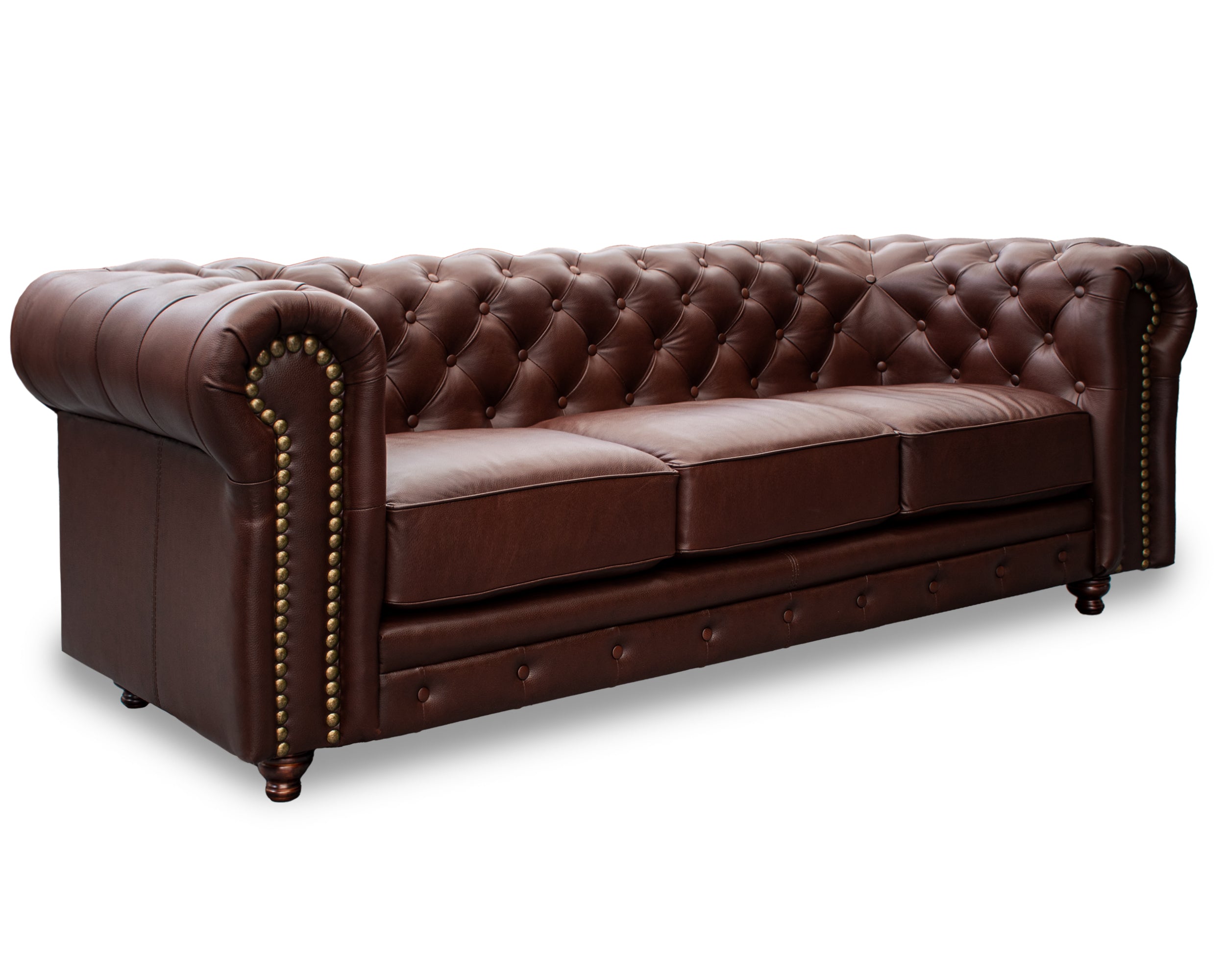 Sala de Piel Genuina Sofá y Love Seat, Mod. Chesterfield, dos piezas, 5 plazas.