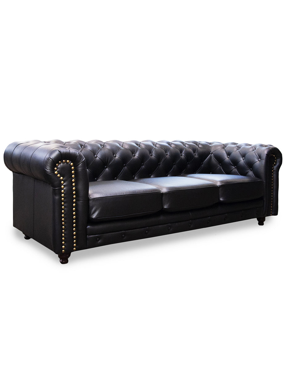 Sofá de Piel Genuina 100%, Mod. Chesterfield, 3 Plazas.
