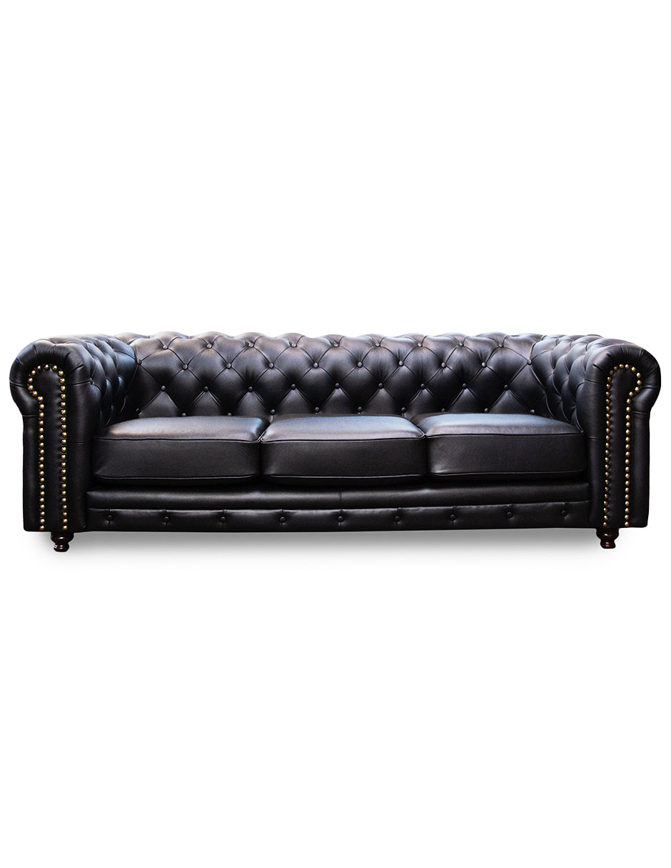 Sofá de Piel Genuina 100%, Mod. Chesterfield, 3 Plazas.
