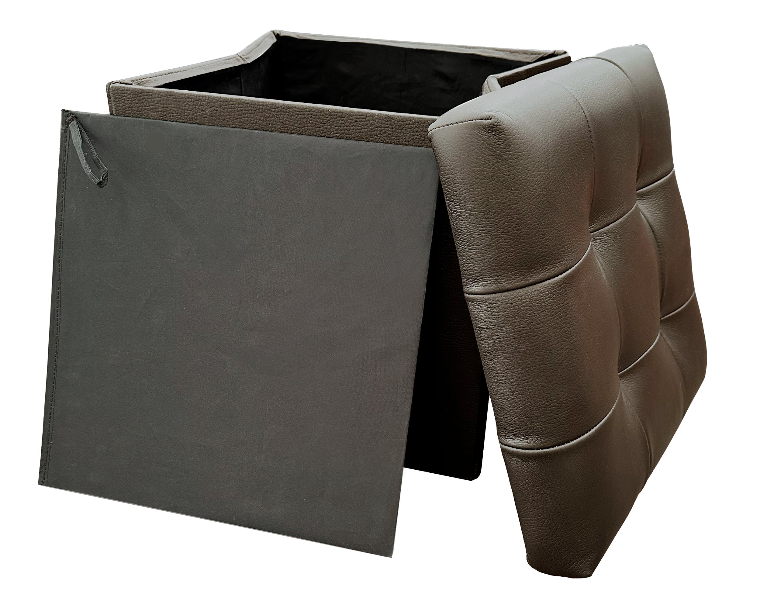 Taburete Plegable, ottoman, banco de piel genuina con almacenamiento 40 x 40cm
