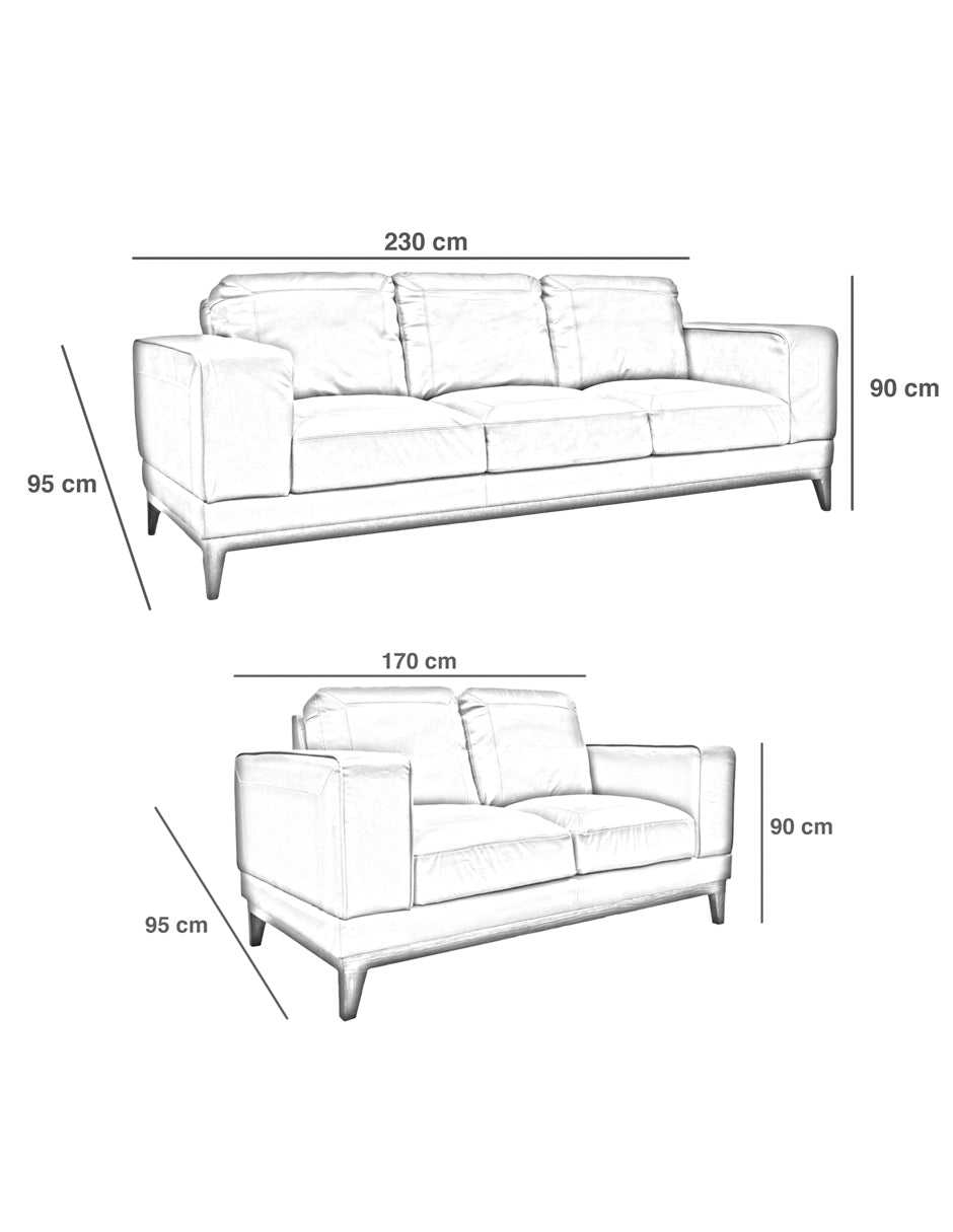 Sala de Piel Genuina 100%, Sofá y Love Seat, Mod. Castella, dos piezas, 5 plazas.