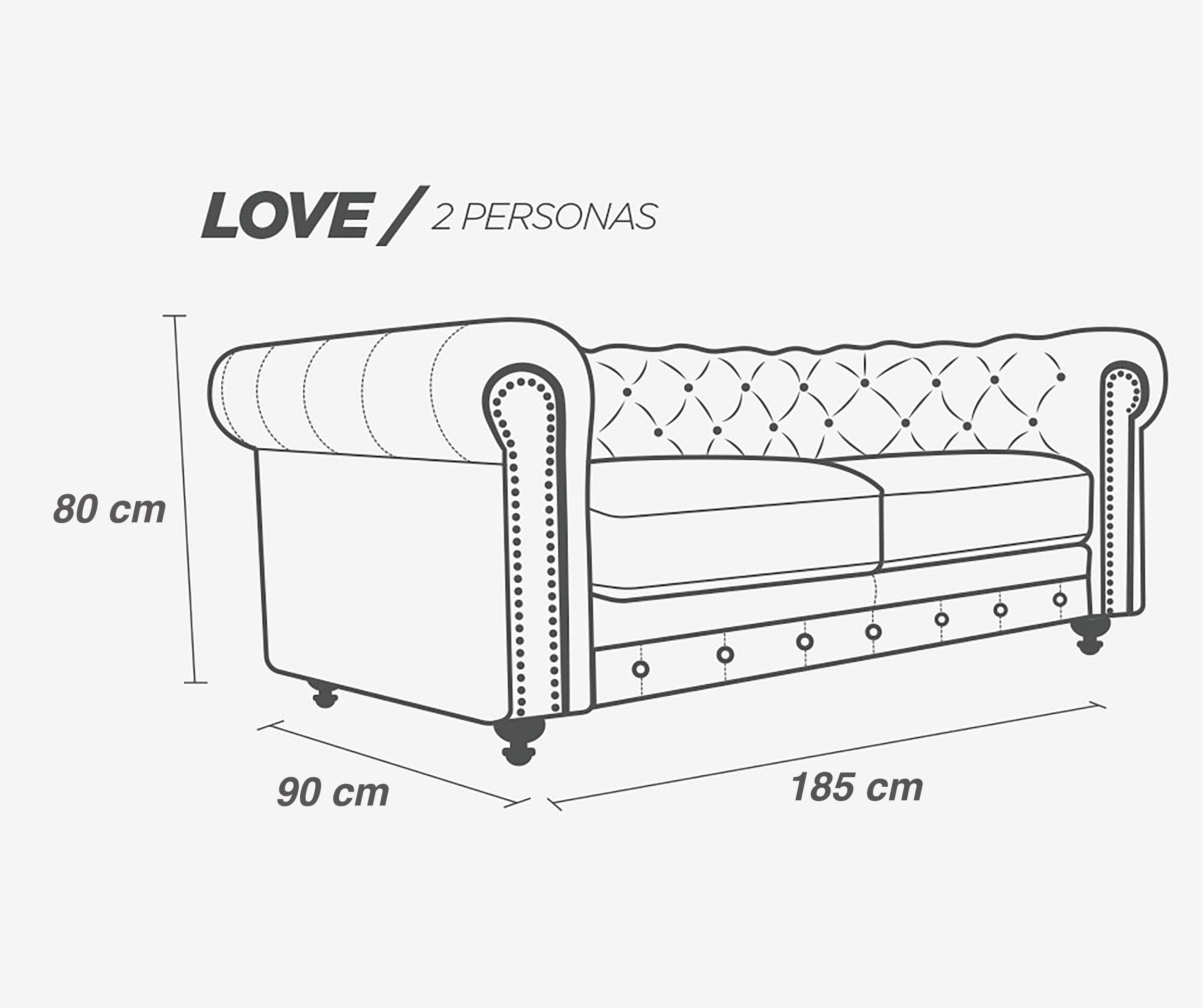 Love seat de Piel Genuina Mod. Chesterfield 2 plazas