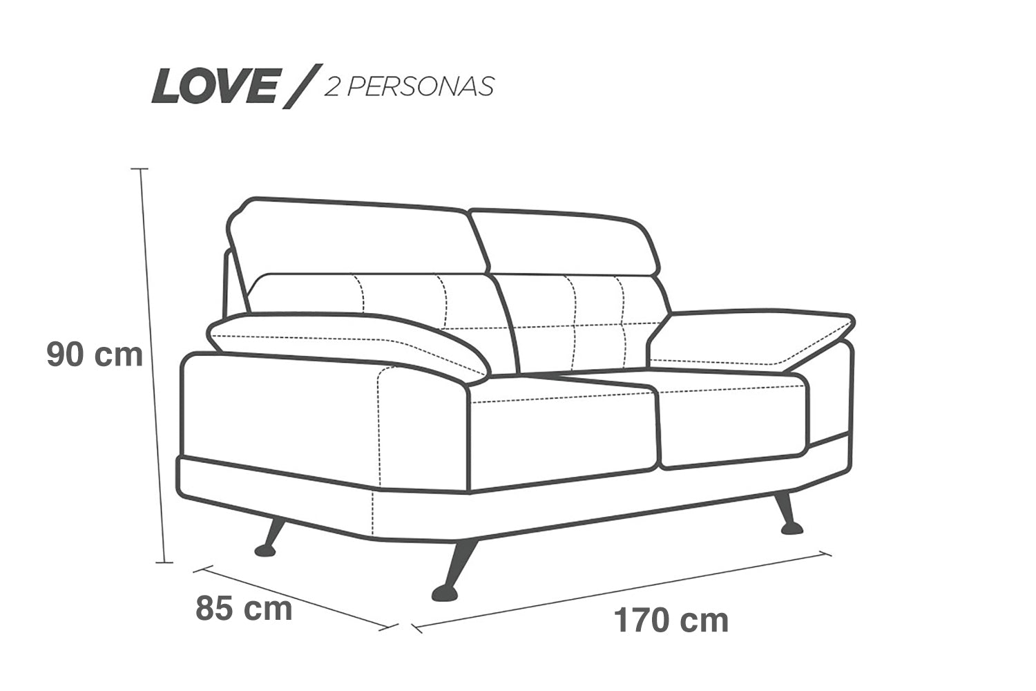 Love seat de Piel Genuina Mod. Dublin 2 plazas