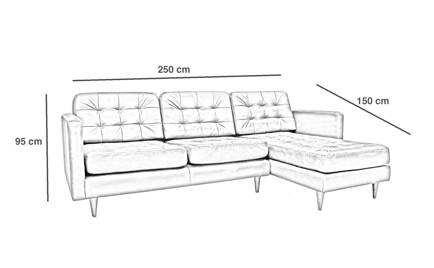 Sala Esquinera de Piel Genuina Lado Derecho Mod. Noruega, 4 plazas