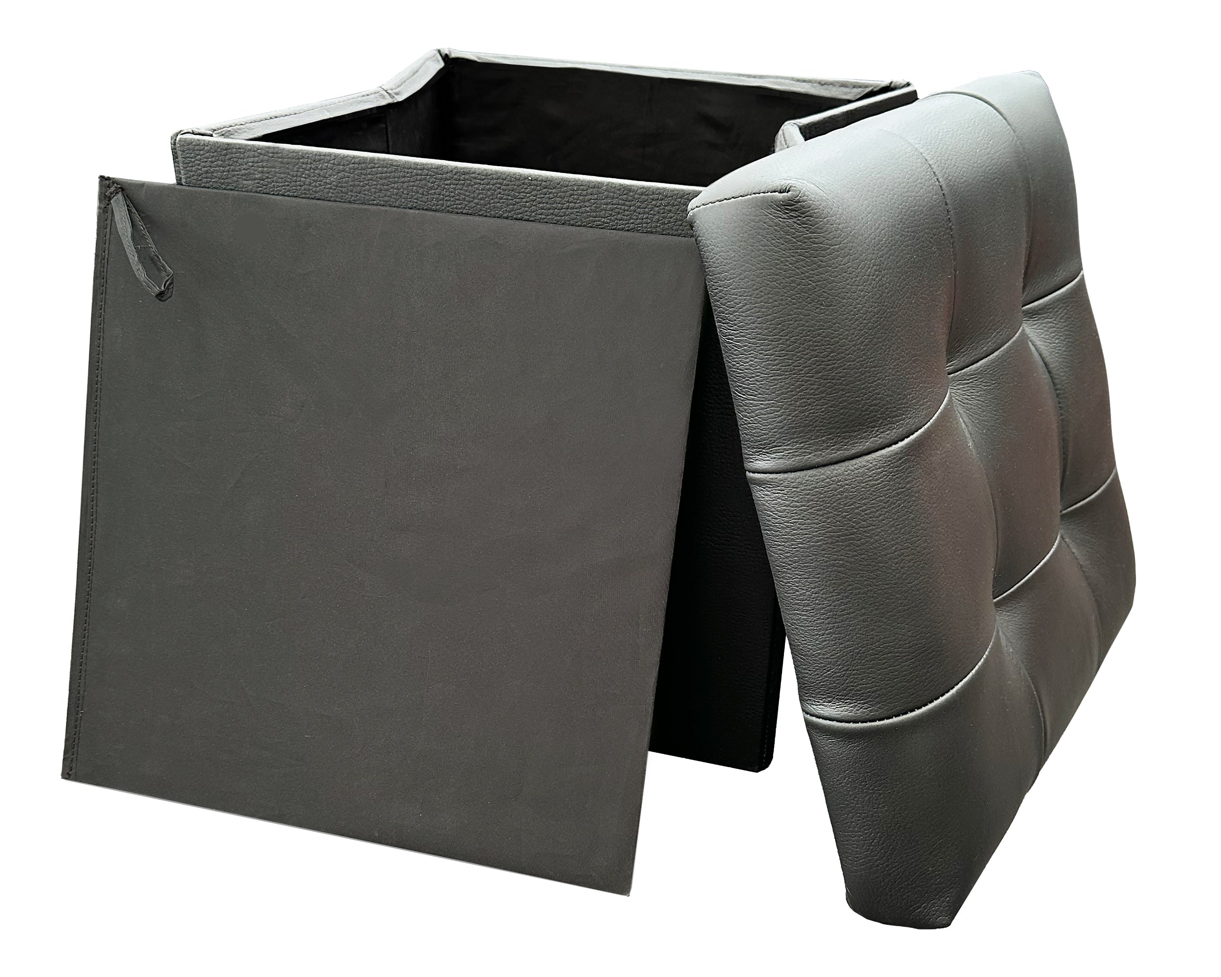 Taburete Plegable, ottoman, banco de piel genuina con almacenamiento 40 x 40cm