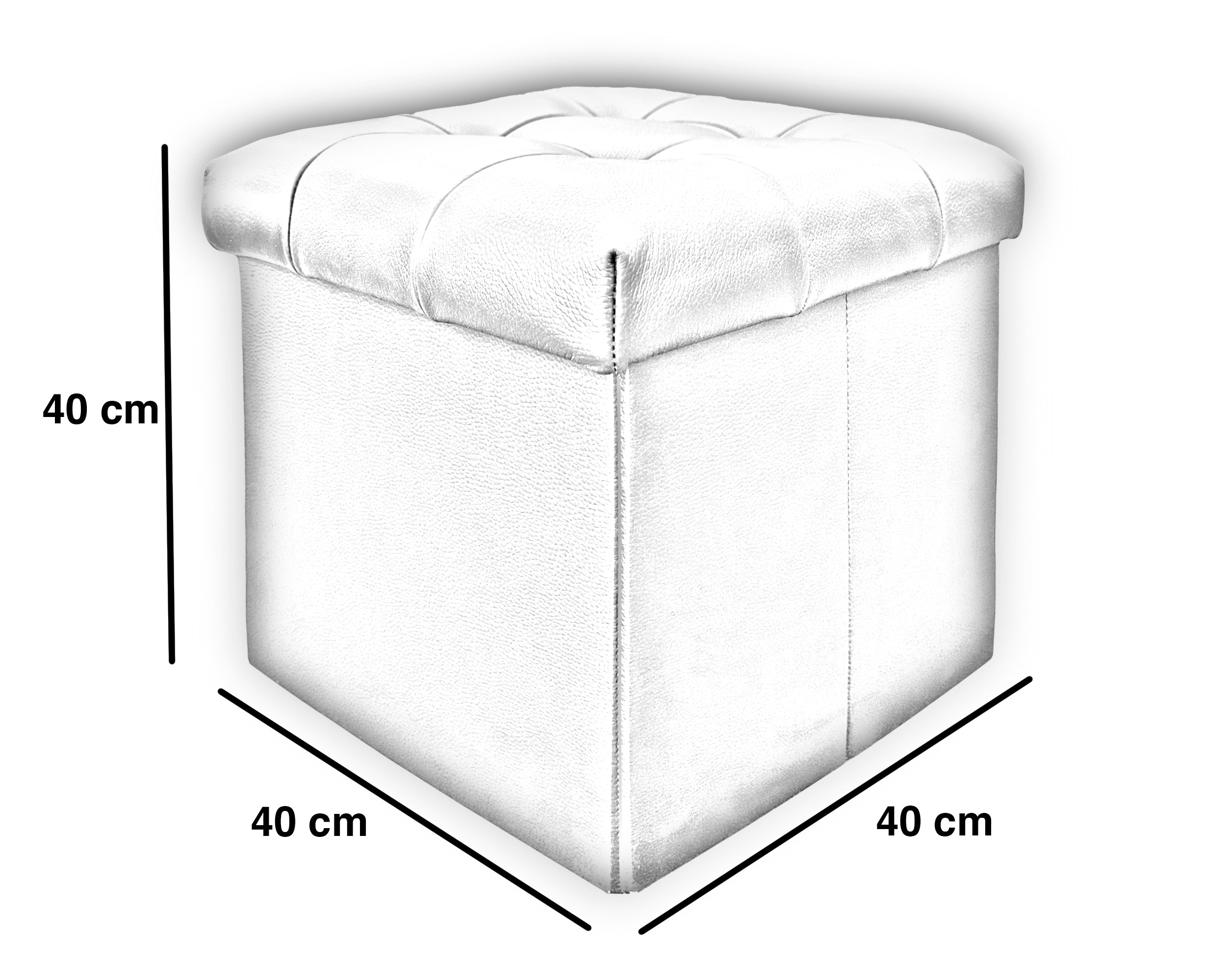 Taburete Plegable, ottoman, banco de piel genuina con almacenamiento 40 x 40cm