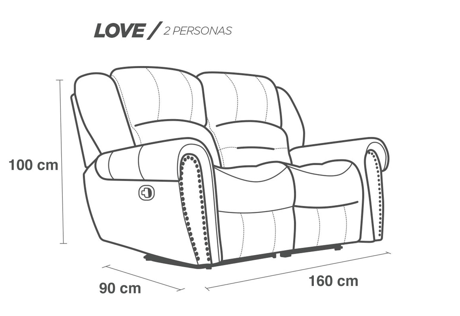 Love Seat de Piel Genuina con Reclinables, Mod. Magnus 2 plazas.