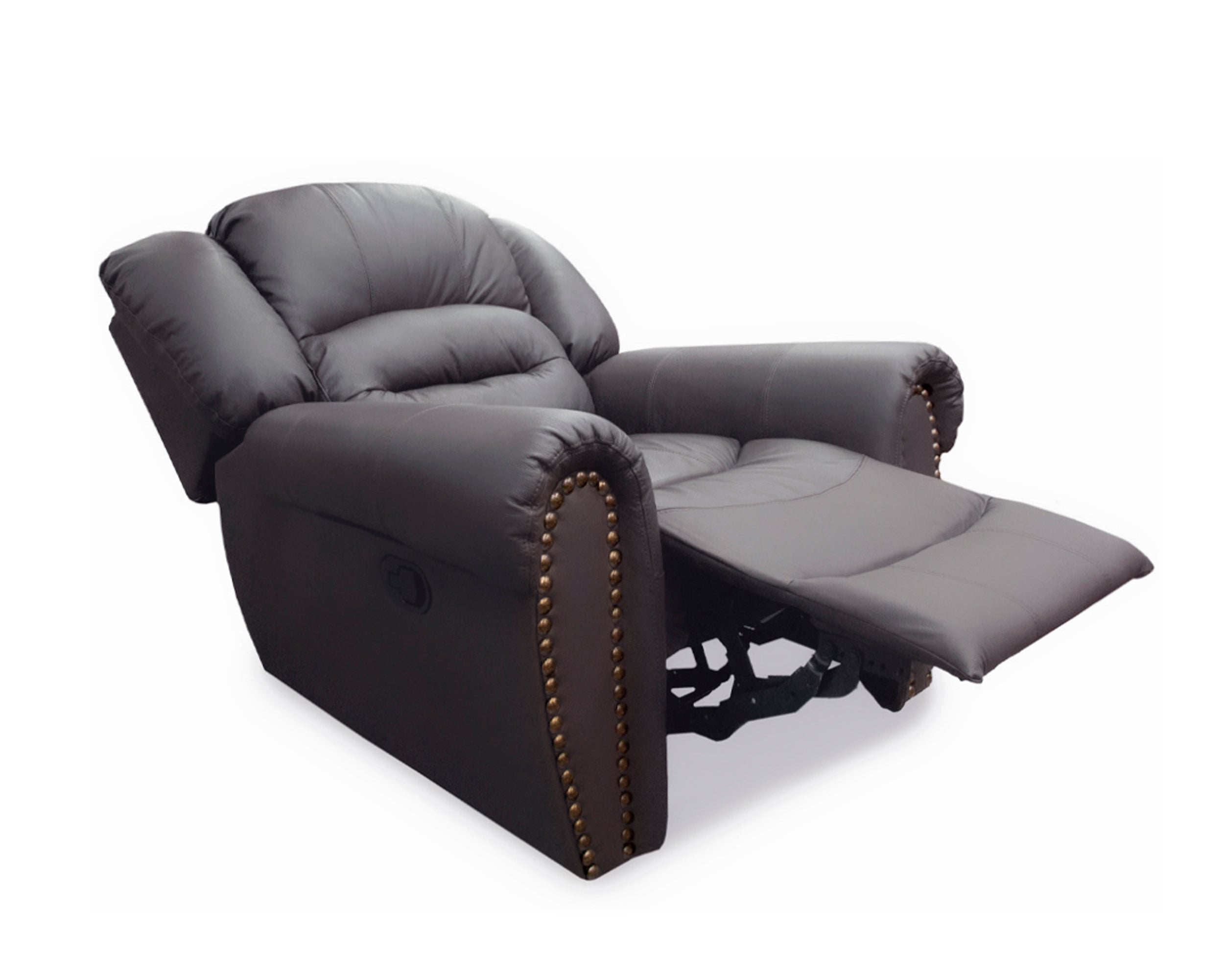 Sillón Individual Reclinable de Piel Genuina Mod. Magnus 3 posiciones, acción mecánica.