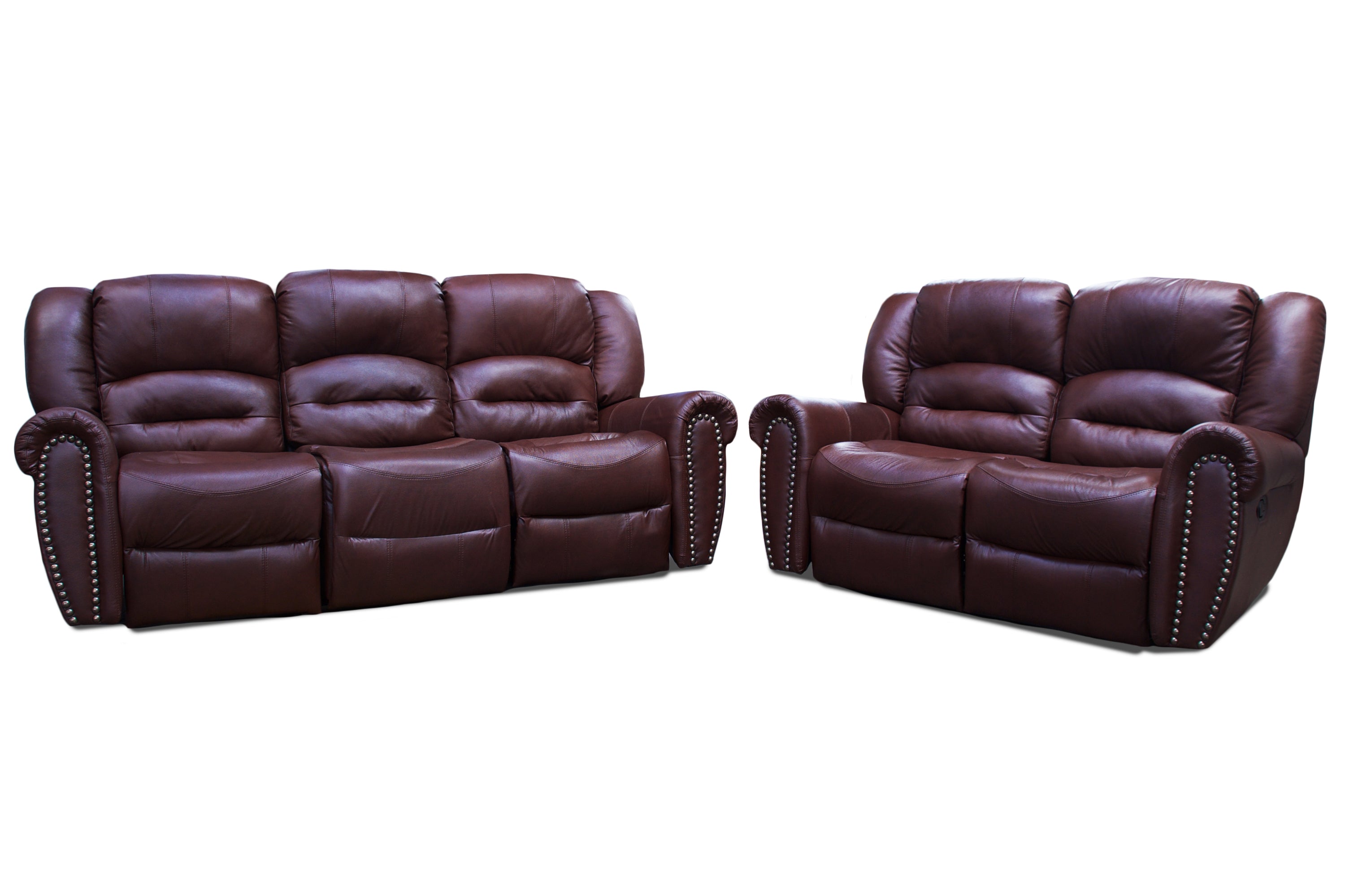 Sala de Piel Genuina con Reclinables Sofa y Love seat, Mod. Magnus 5 plazas.