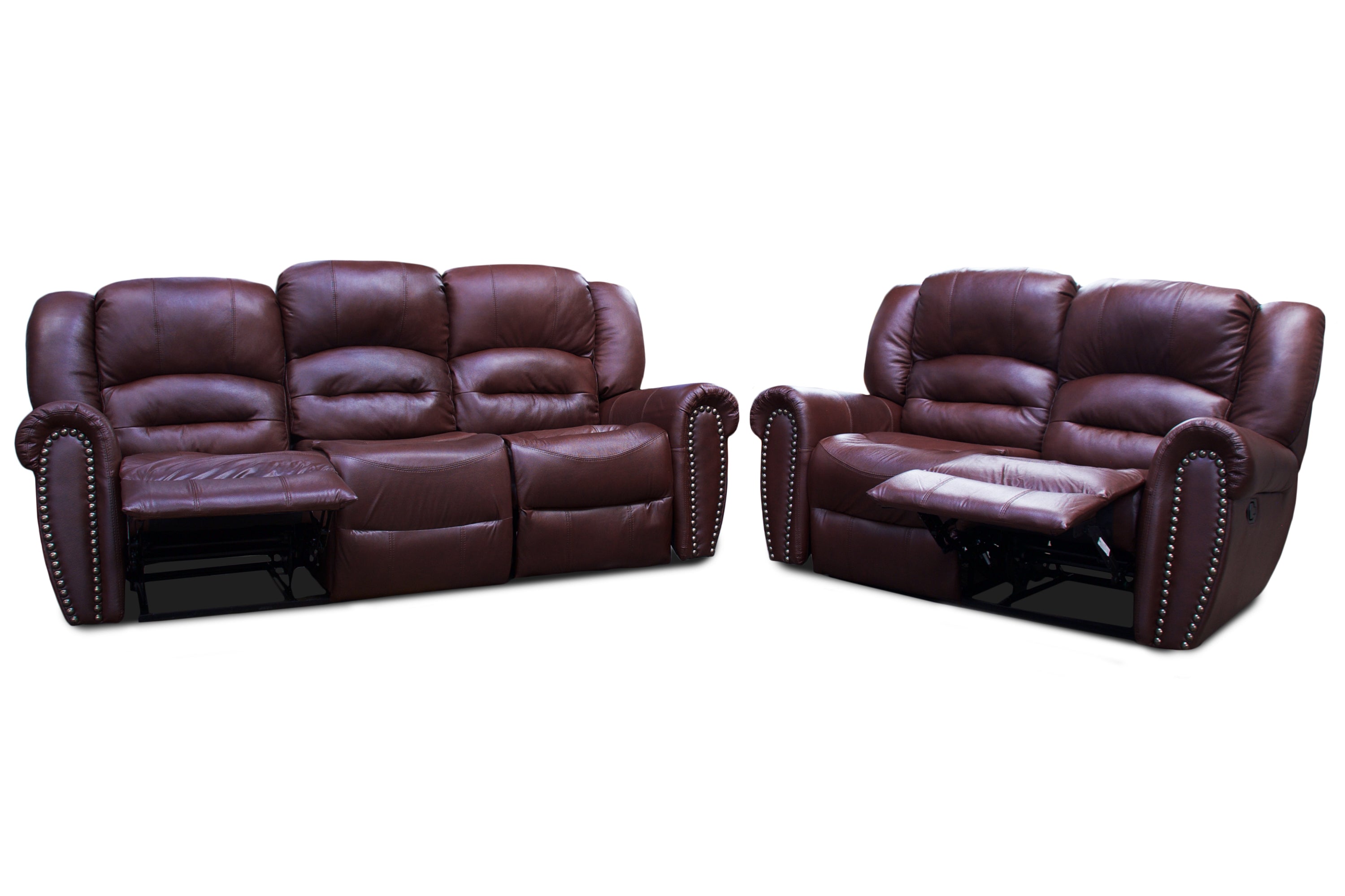 Sala de Piel Genuina con Reclinables Sofa y Love seat, Mod. Magnus 5 plazas.