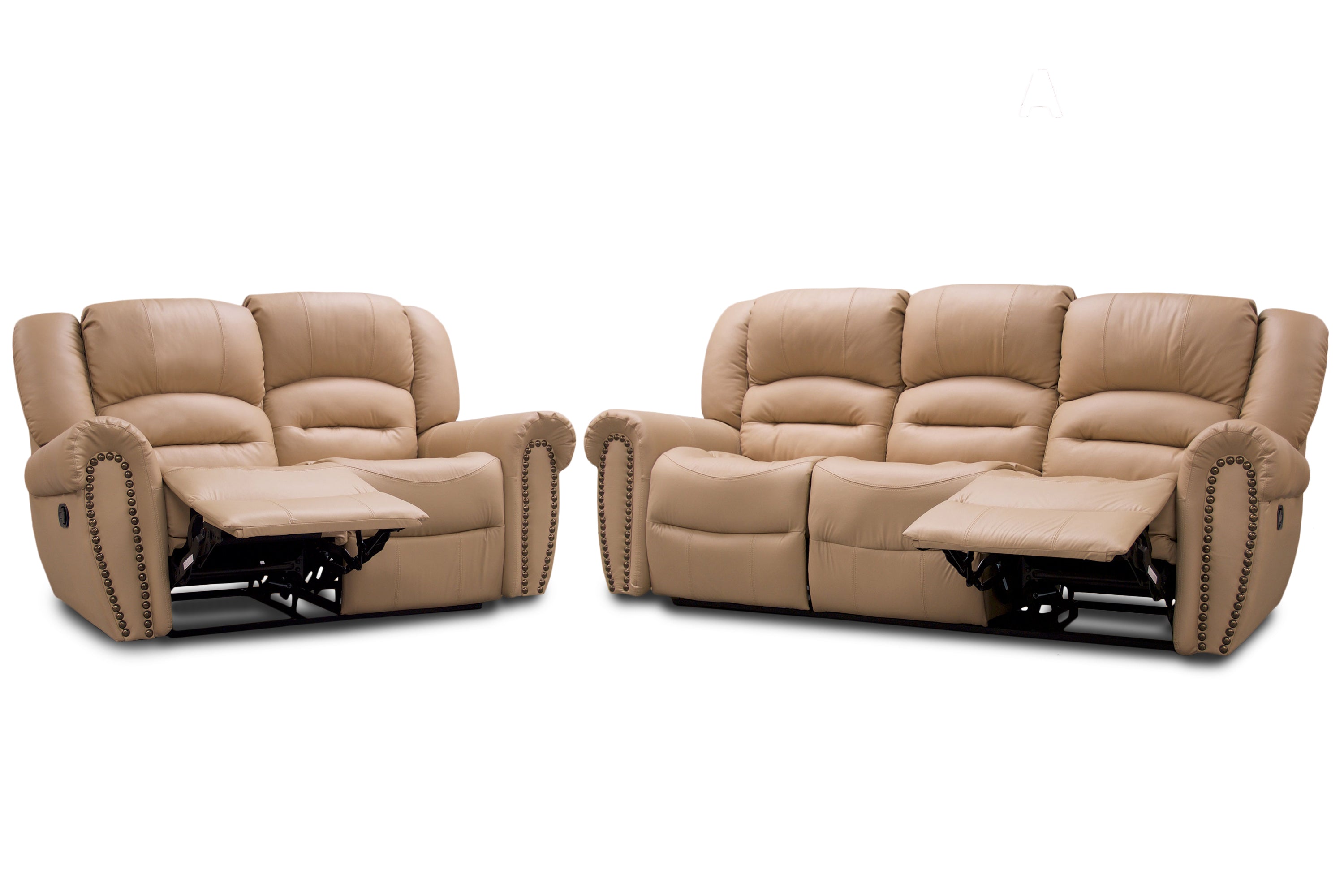 Sala de Piel Genuina con Reclinables Sofa y Love seat, Mod. Magnus 5 plazas.
