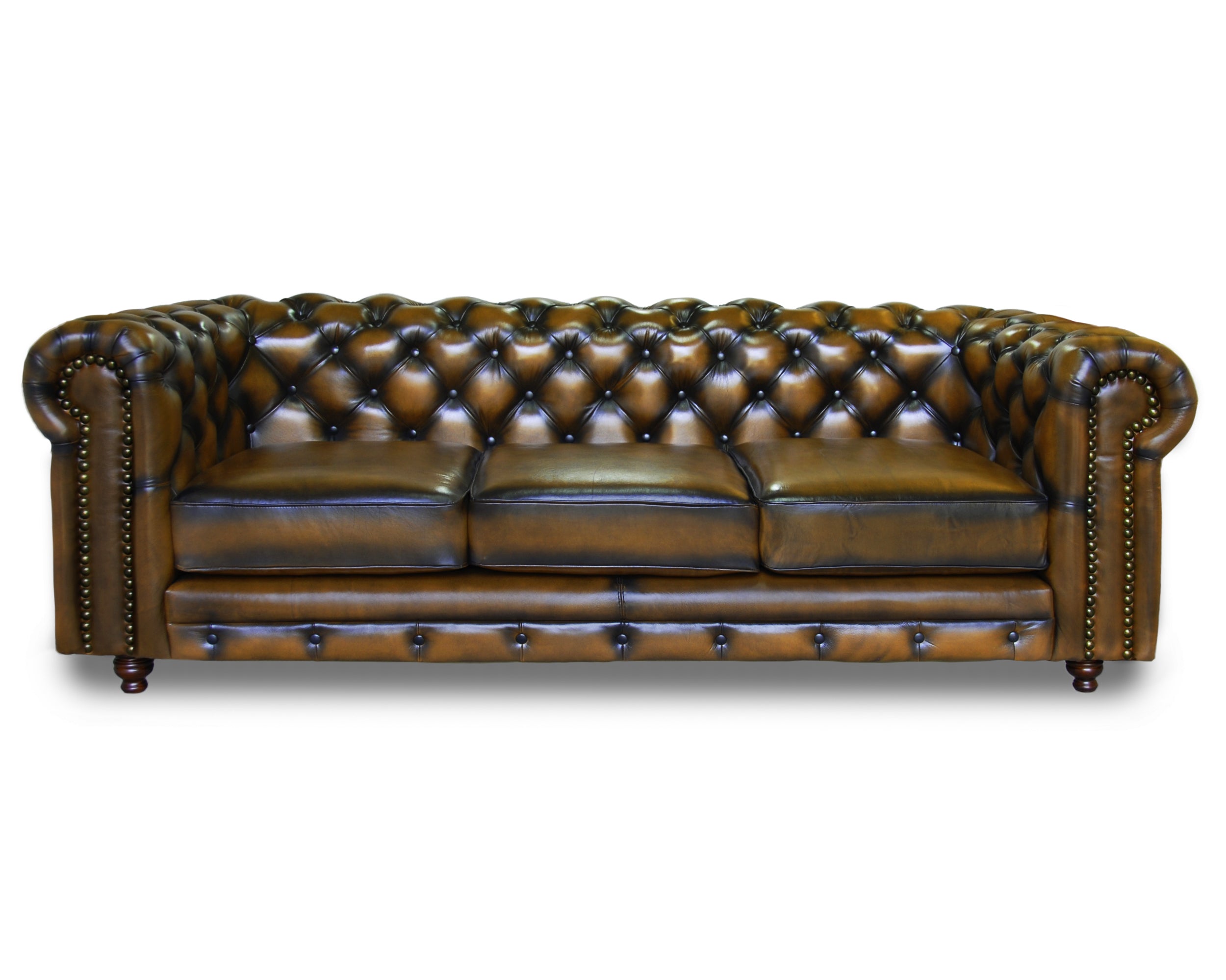 Sofá de de Piel Genuina 100%, Mod. Chesterfield Deslavado