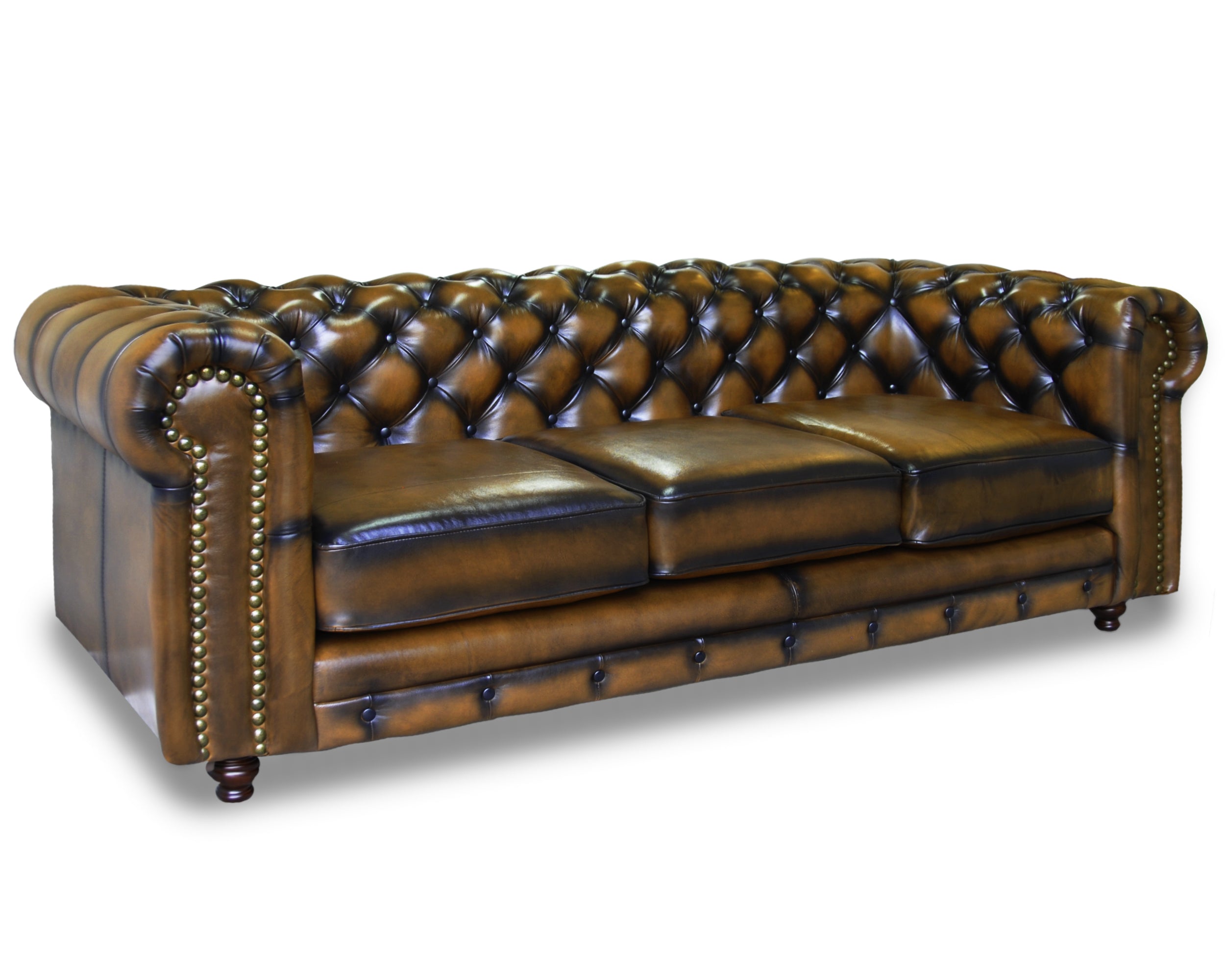 Sofá de de Piel Genuina 100%, Mod. Chesterfield Deslavado