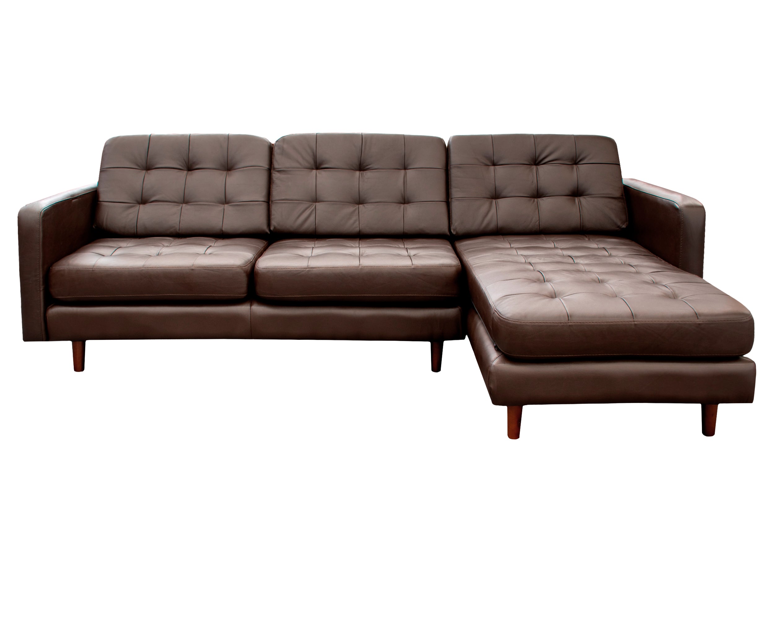 Sala esquinera de Piel Genuina Derecha e Izquierda piezas únicas, Mod. Noruega color Chocolate