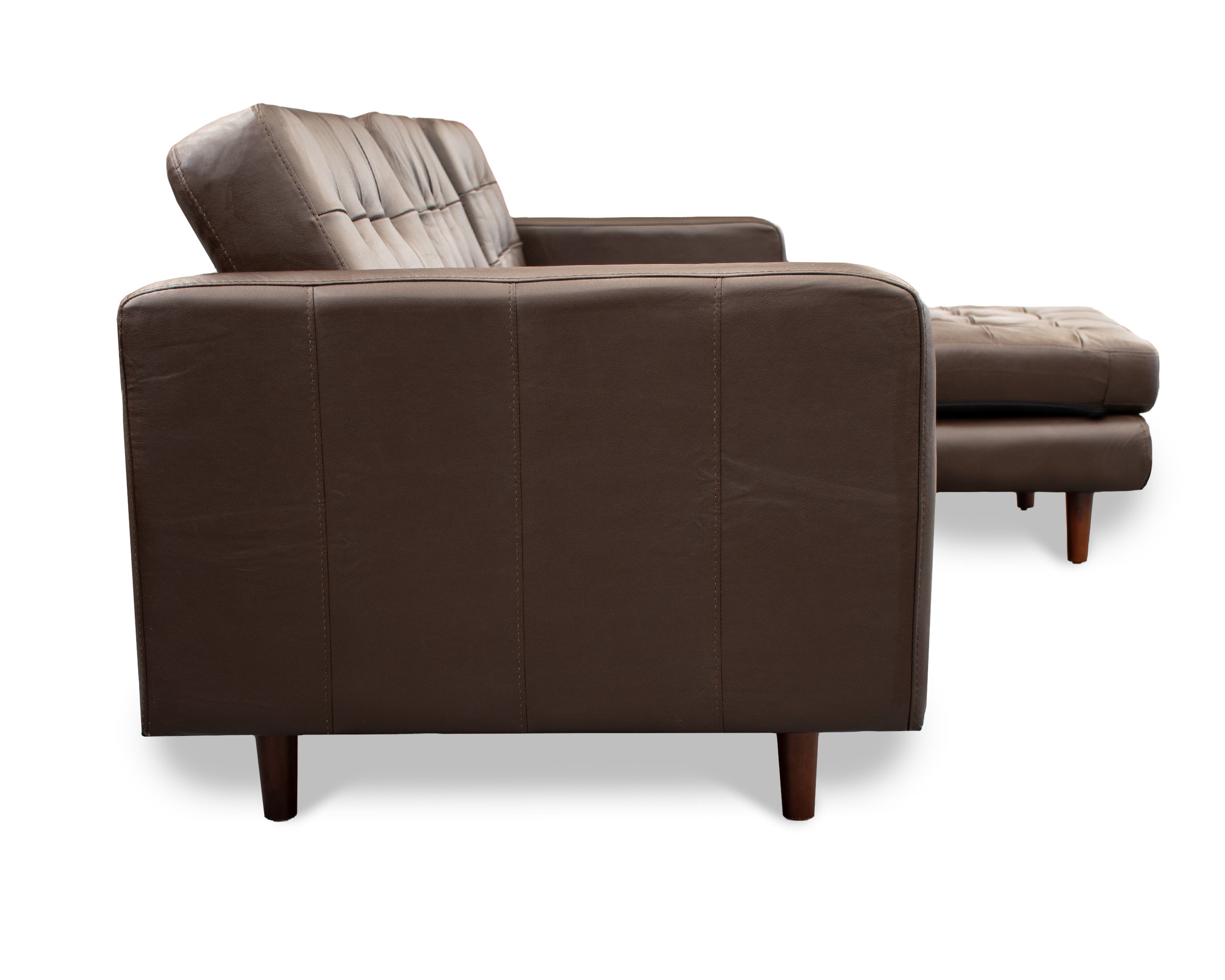 Sala esquinera de Piel Genuina Derecha e Izquierda piezas únicas, Mod. Noruega color Chocolate