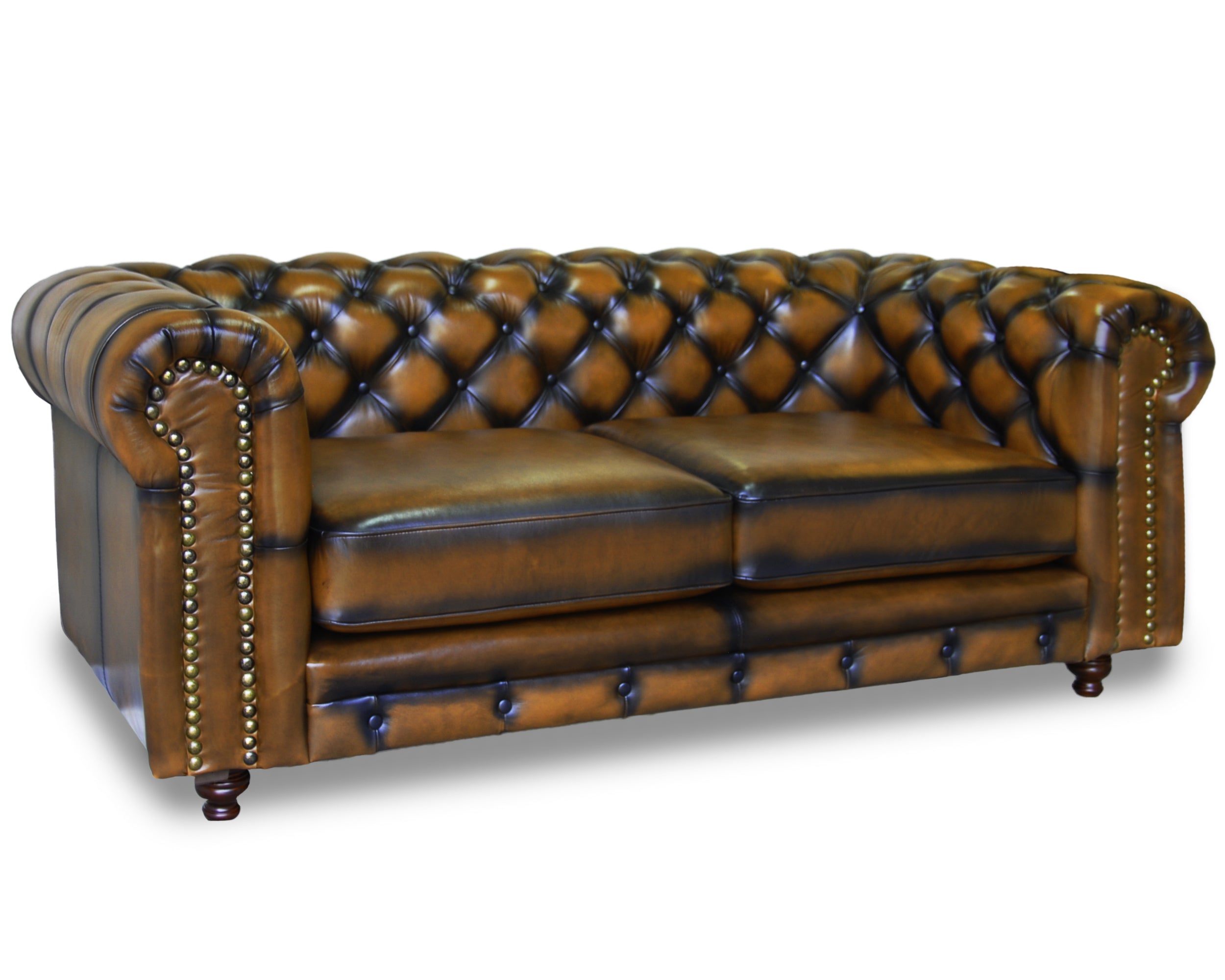 Love Seat de de Piel Genuina 100%, Mod. Chesterfield Deslavado