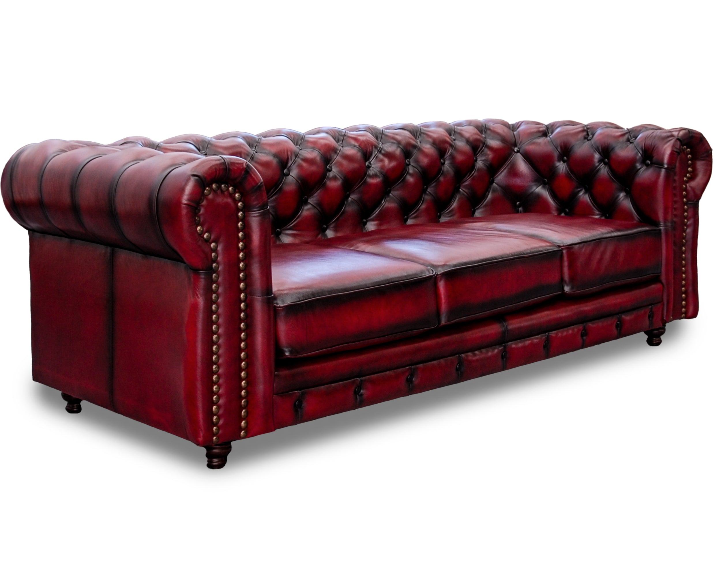 Sofá de de Piel Genuina 100%, Mod. Chesterfield Deslavado