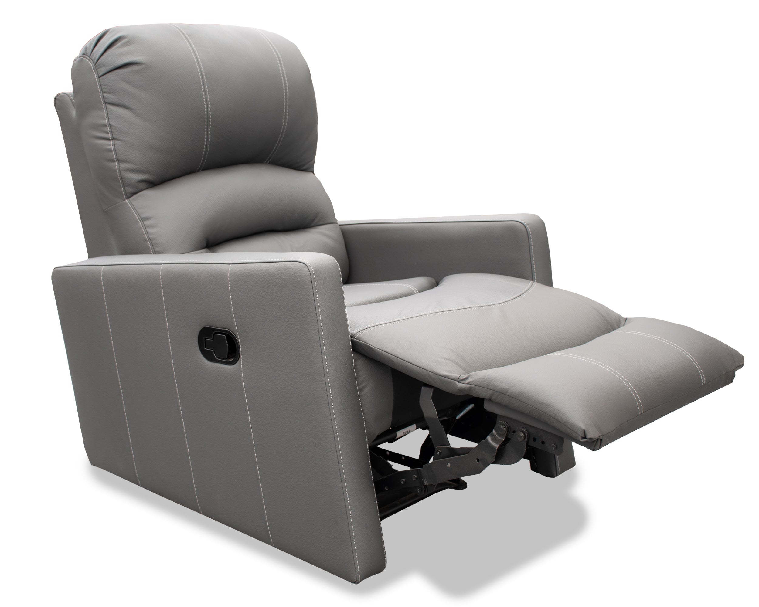 Sillón Individual Reclinable de Piel Genuina Mod. Charly 3 posiciones, acción mecánica.