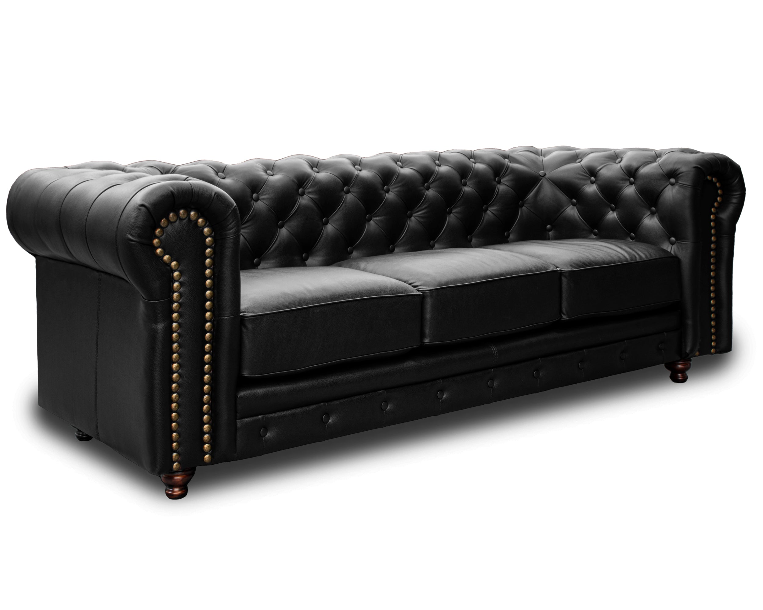 Sala de Piel Genuina Sofá y Love Seat, Mod. Chesterfield, dos piezas, 5 plazas.
