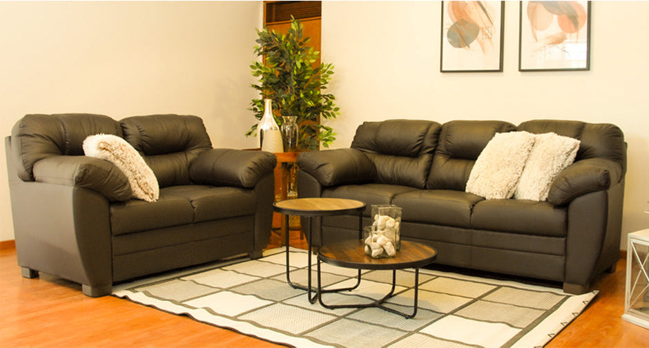 Sala de Piel Genuina Sofá, Love Seat y Sillón, Mod. Toscana, 3 piezas, 6 plazas.