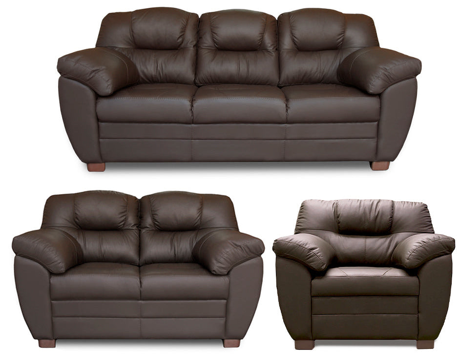 Sala de Piel Genuina Sofá, Love Seat y Sillón, Mod. Toscana, 3 piezas, 6 plazas.