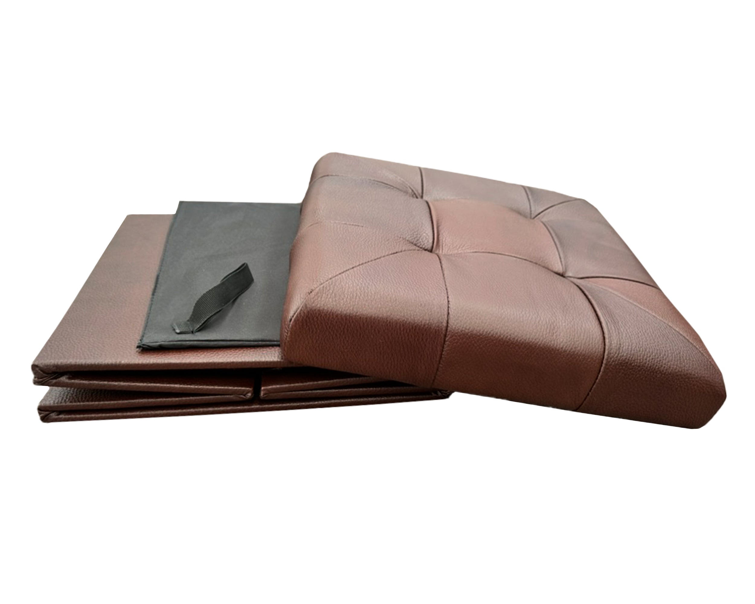 Taburete Plegable, ottoman, banco de piel genuina con almacenamiento 40 x 40cm