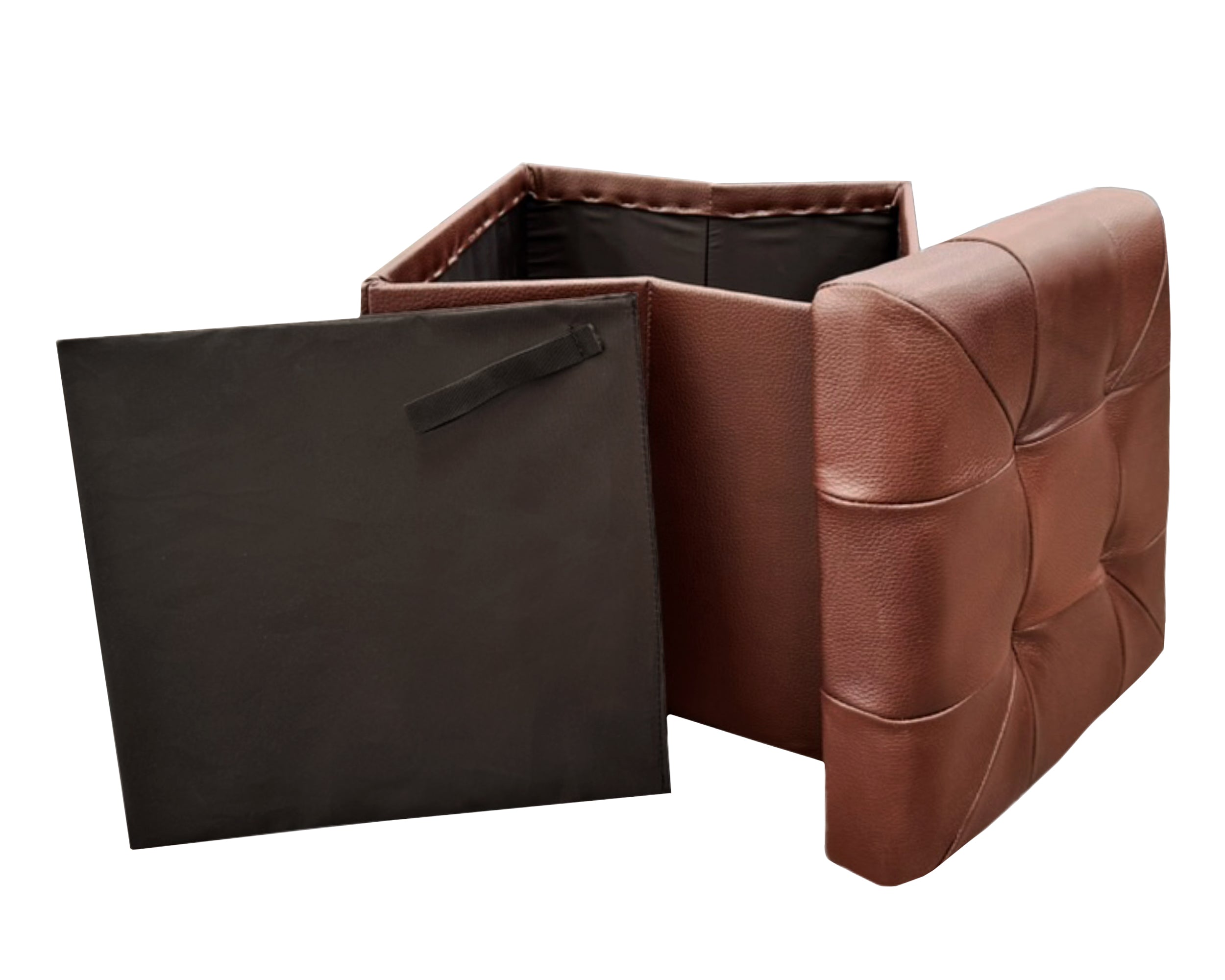 Taburete Plegable, ottoman, banco de piel genuina con almacenamiento 40 x 40cm