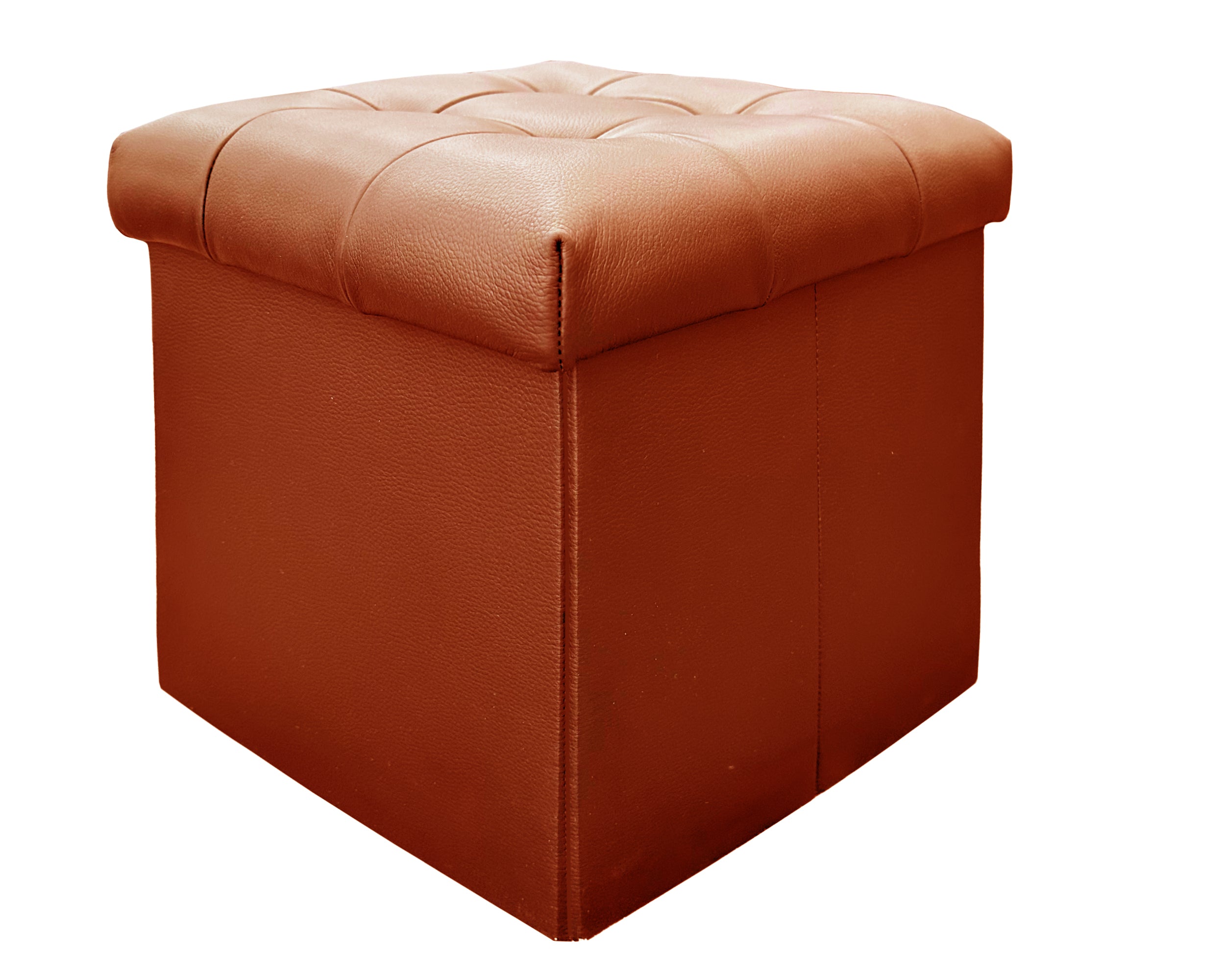 Taburete Plegable, ottoman, banco de piel genuina con almacenamiento 40 x 40cm