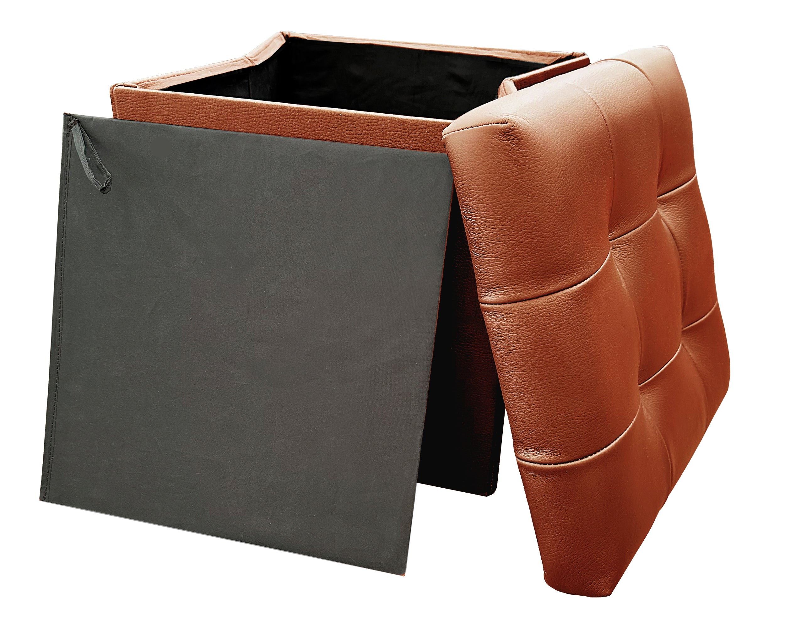 Taburete Plegable, ottoman, banco de piel genuina con almacenamiento 40 x 40cm