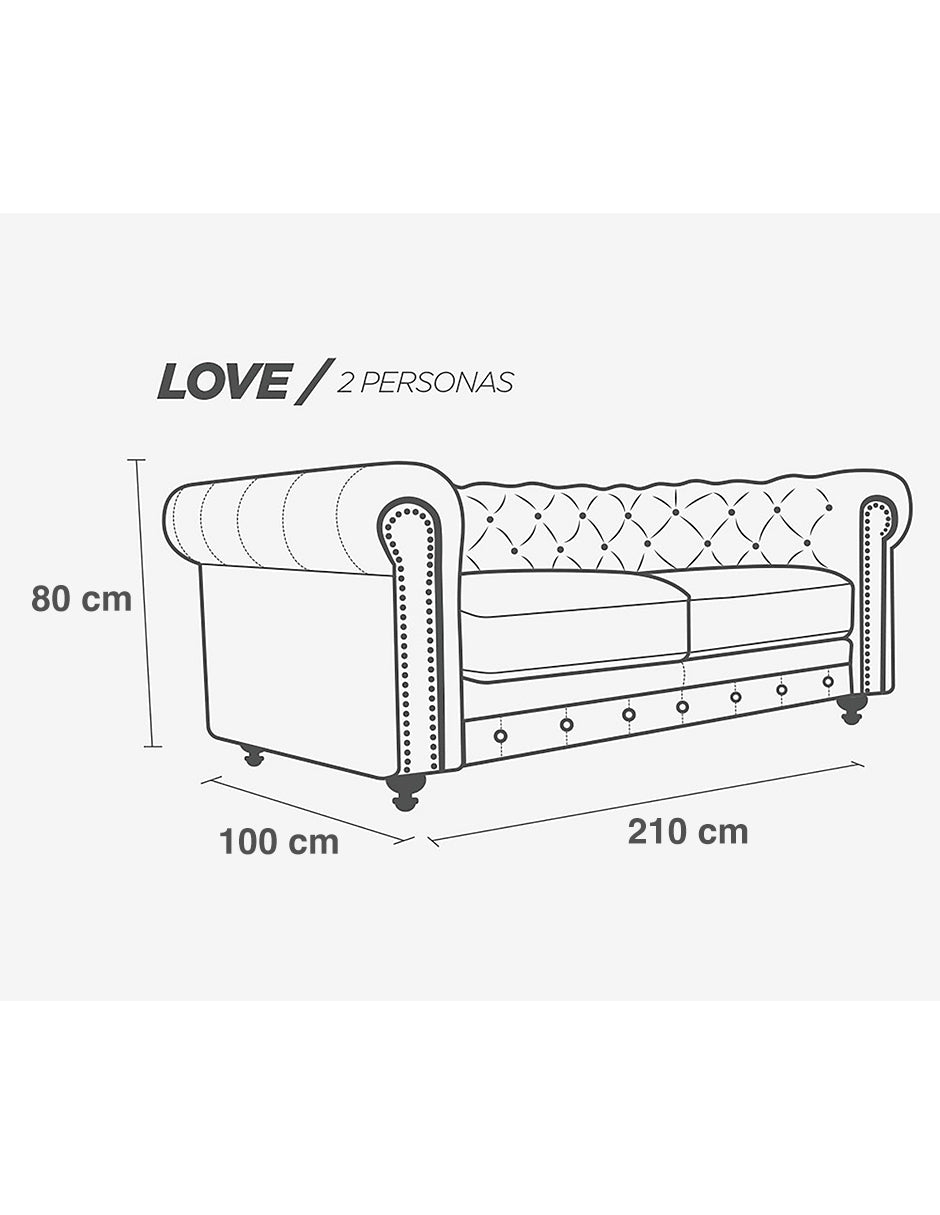 Sala de Piel Genuina 100% Sofá y Love Seat, Mod. Chesterfield, dos piezas, 5 plazas.