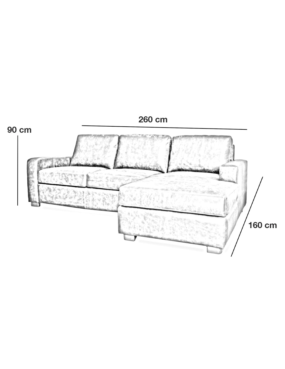 Sala Esquinera de Piel Genuina 100% Lado Derecho Mod. Maxwell, 4 plazas