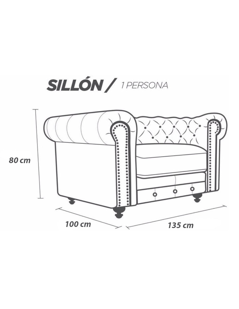 Sillón Individual de Piel Genuina 100%, Mod. Chesterfield, 1 Plazas.