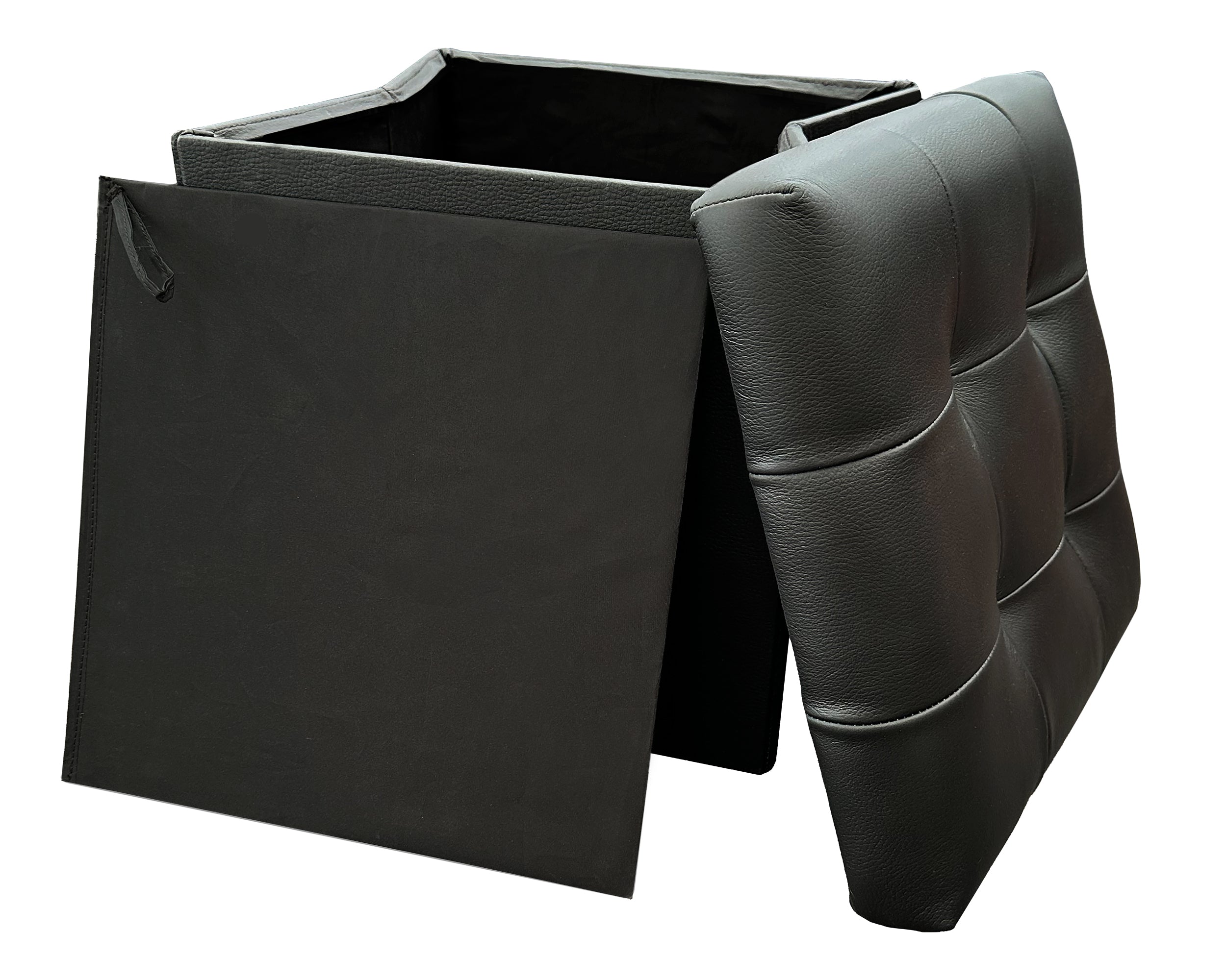 Taburete Plegable, ottoman, banco de piel genuina con almacenamiento 40 x 40cm