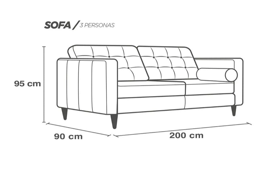 Sofá de Piel Genuina Mod. Noruega 3 plazas