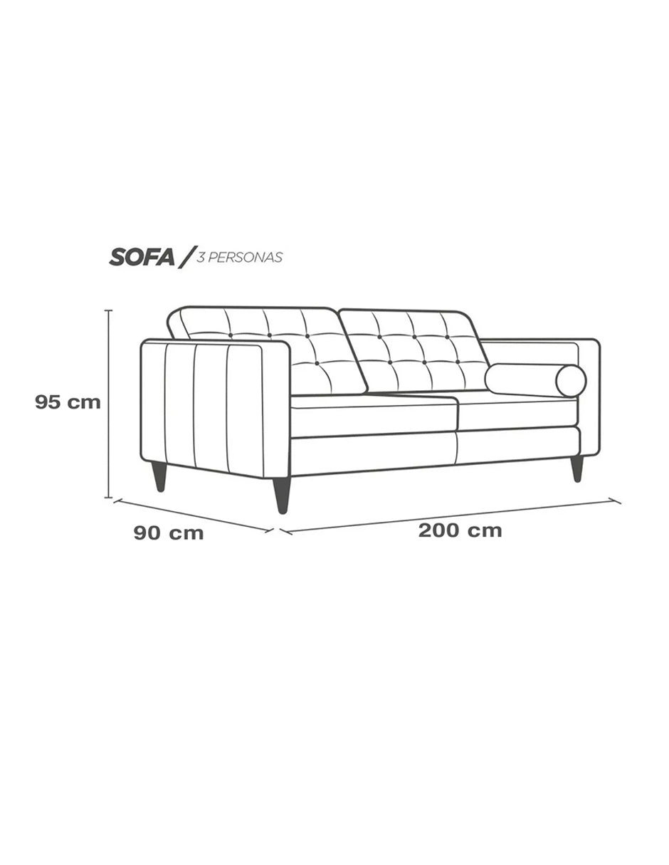 Sofá de Piel Genuina 100%, Mod. Noruega, 3 plazas.