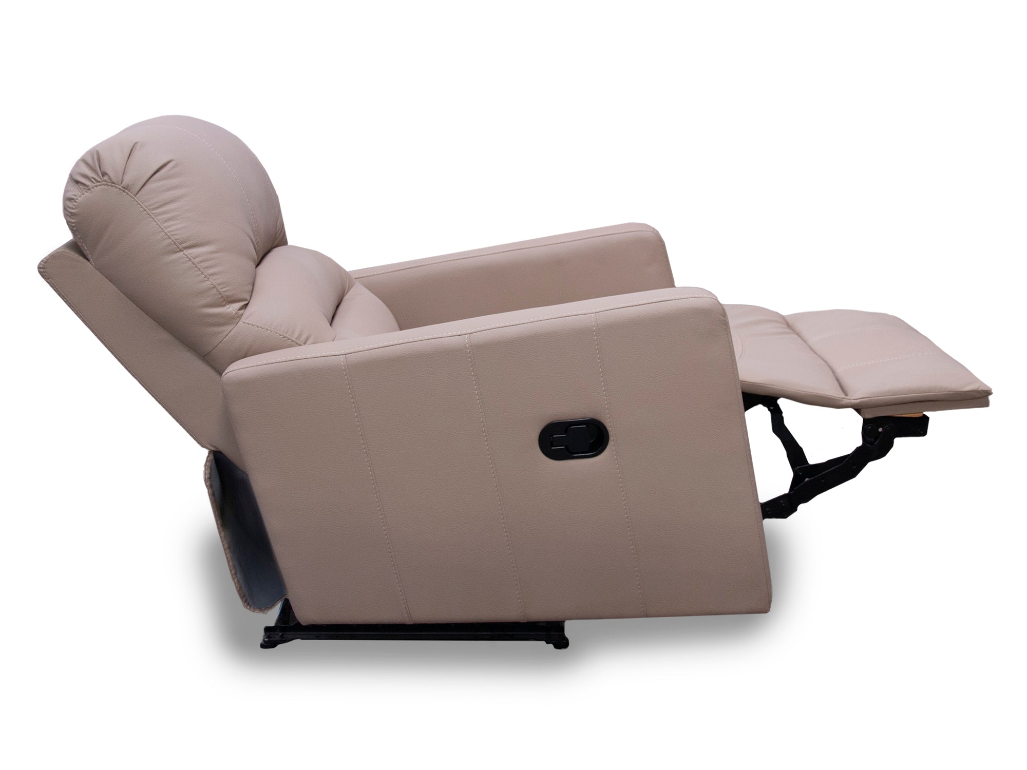 Sillón Individual Reclinable de Piel Genuina Mod. Charly 3 posiciones, acción mecánica.