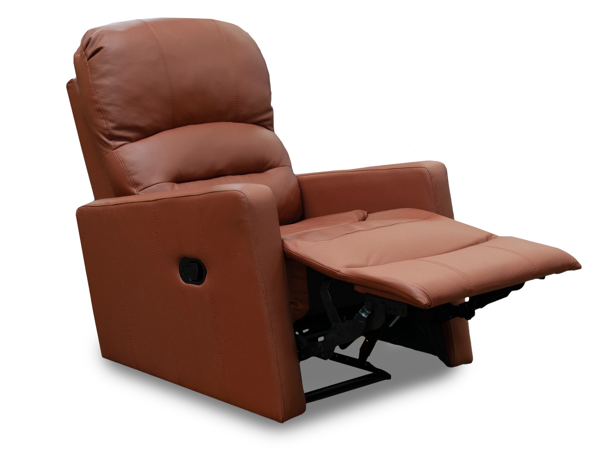 Sillón Individual Reclinable de Piel Genuina Mod. Charly 3 posiciones, acción mecánica.