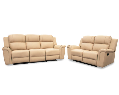 Sala de Piel Genuina con Reclinables Sofa y Love seat, Mod. Helena 5 plazas.