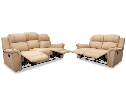 Sala de Piel Genuina con Reclinables Sofa y Love seat, Mod. Helena 5 plazas.