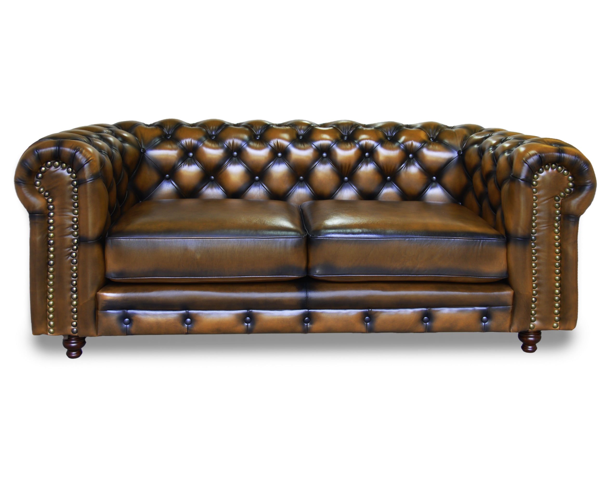 Love Seat de de Piel Genuina 100%, Mod. Chesterfield Deslavado