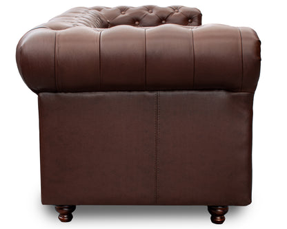 Sala de Piel Genuina Sofá y Love Seat, Mod. Chesterfield, dos piezas, 5 plazas.
